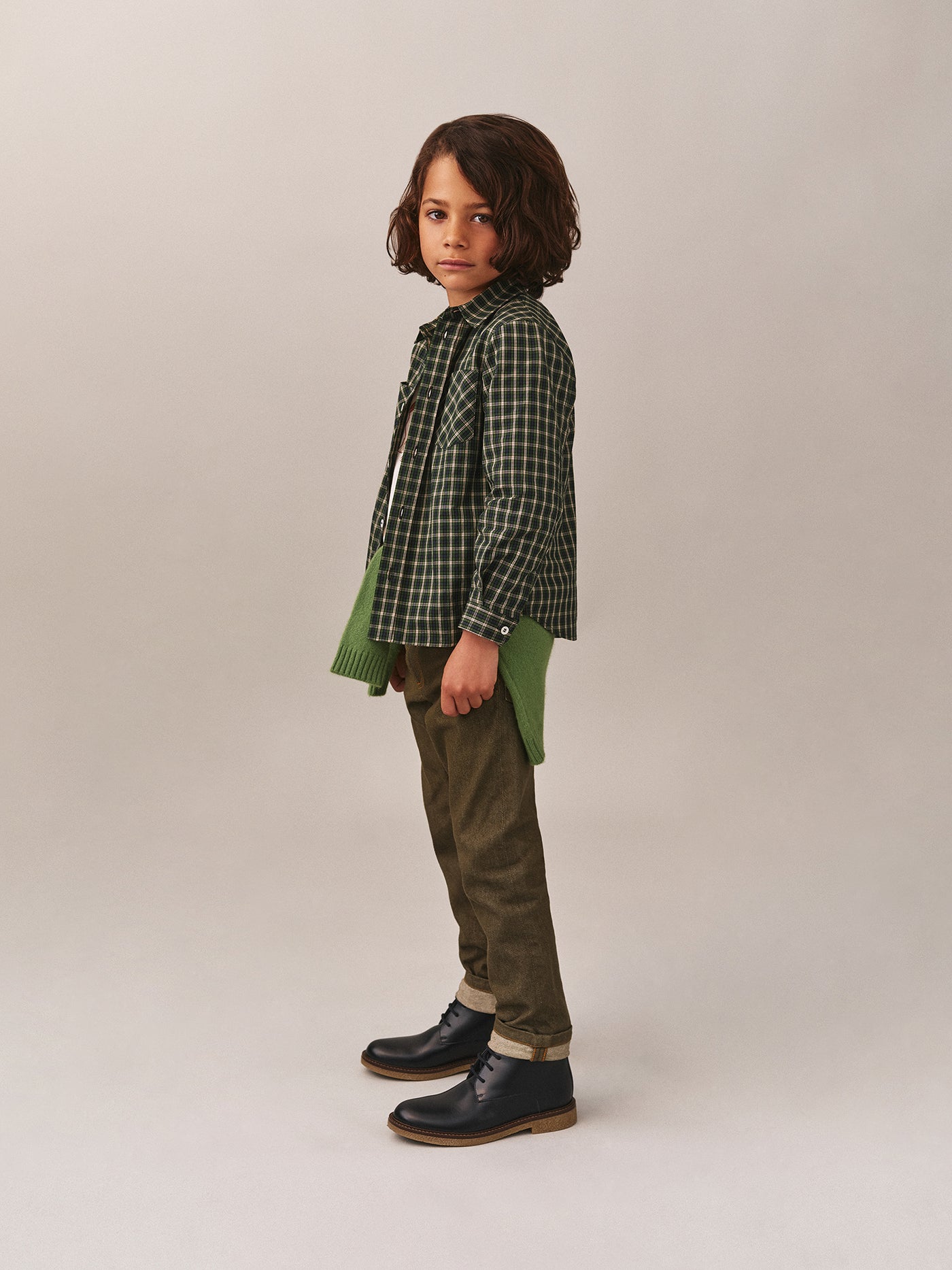 Boys' Winter Look 2025 - Green Shirt