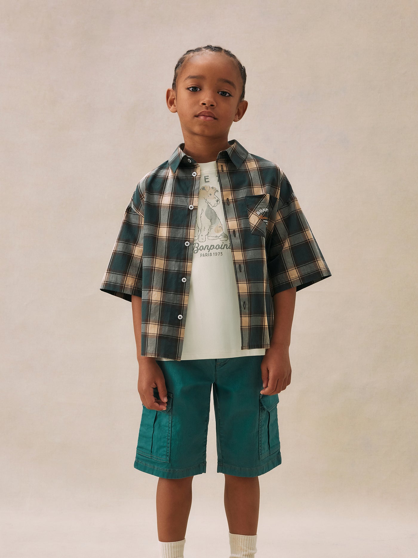 Boy's summer look 2025 Checkered shirt