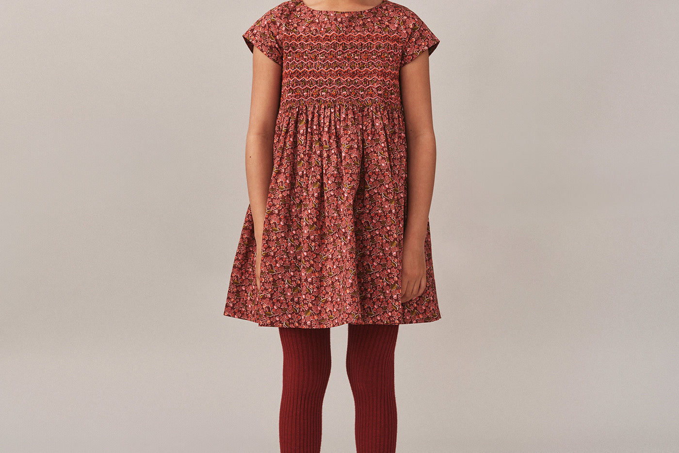 Girls' Winter 2025 Look - Red Liberty Dress
