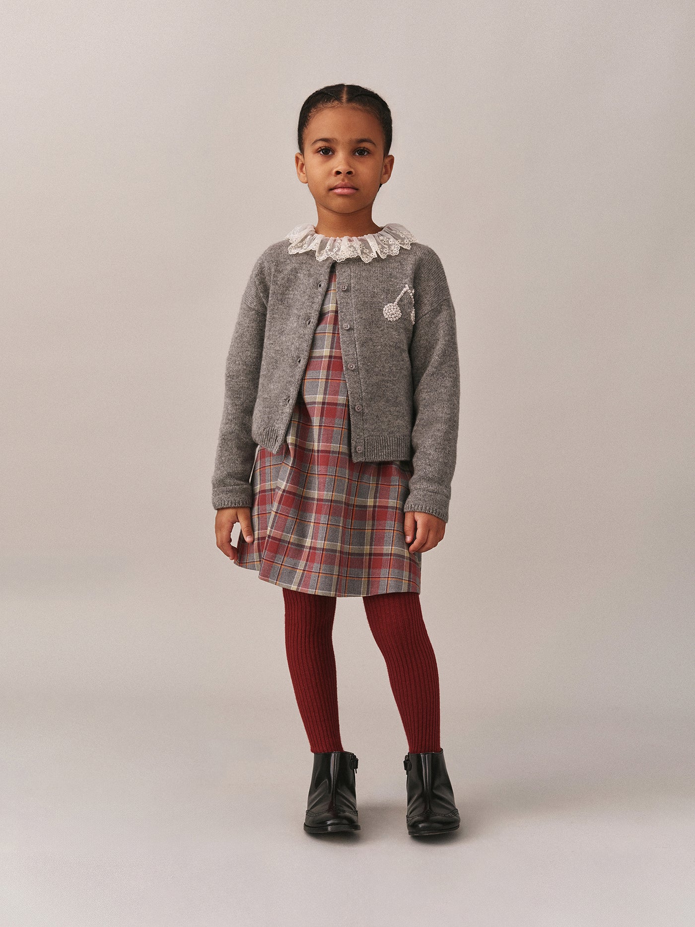 Girls' Winter Look 2025 - Checked Dress
