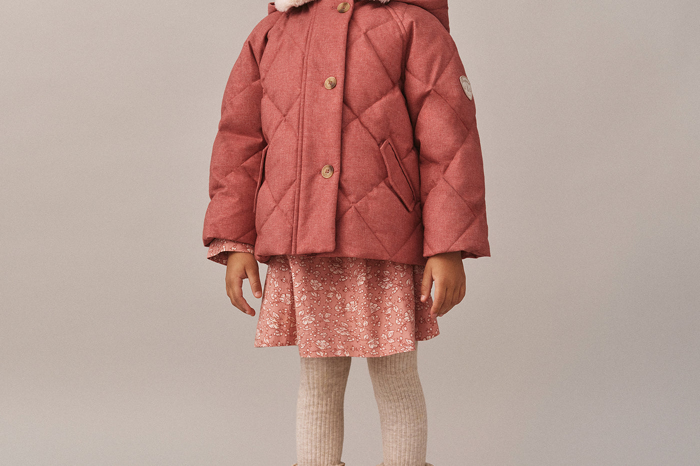 Girls' Winter 2025 Look - Pink Quilted Jacket