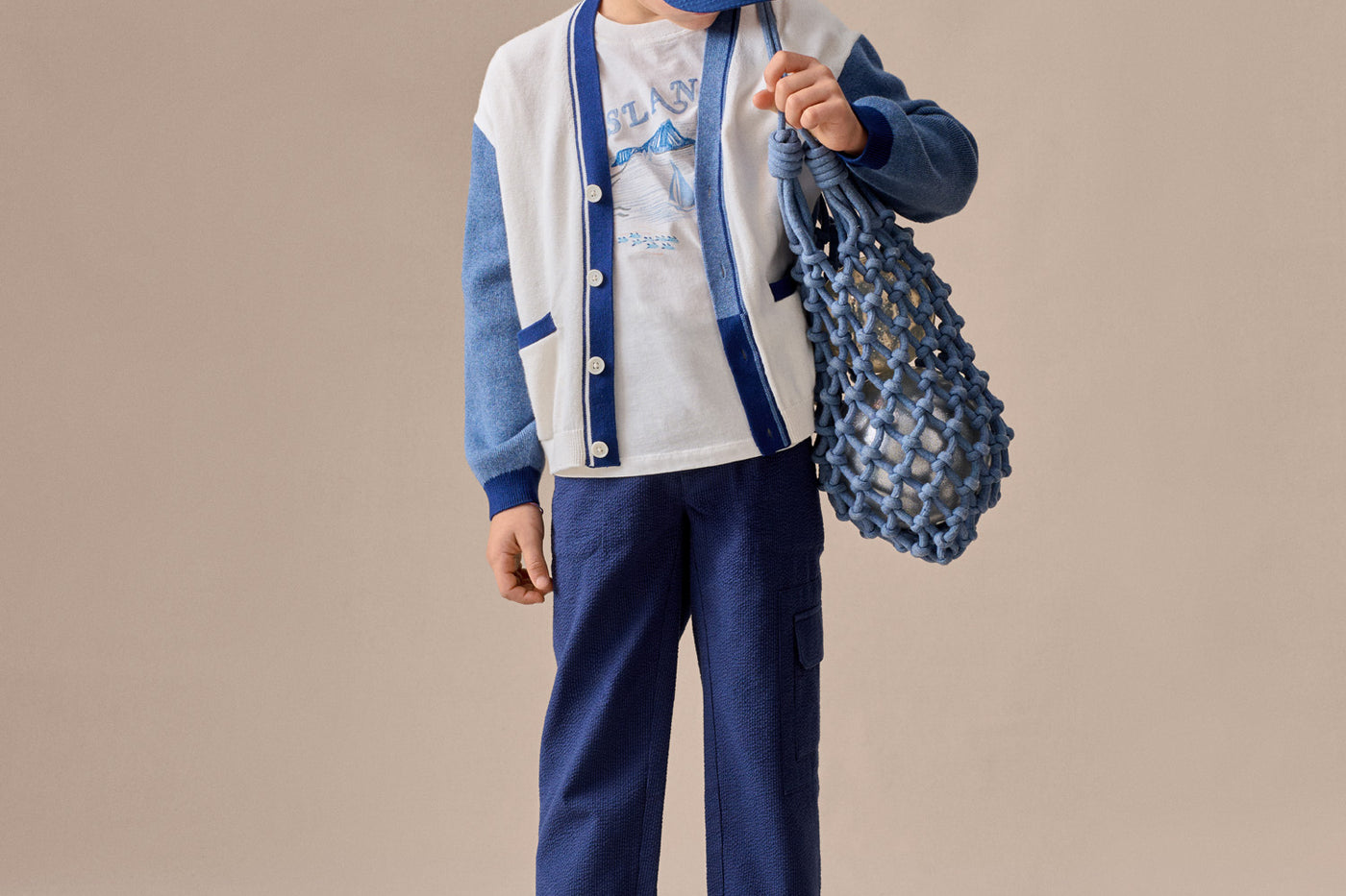 Boy's look Summer 2026 - Tricolour style cardigan
