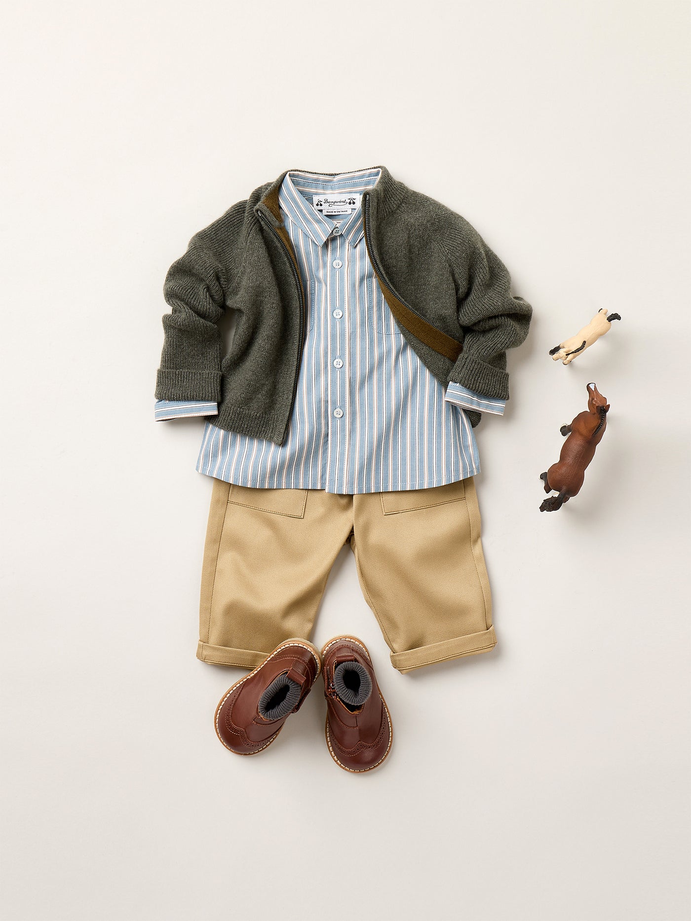 Winter 2025 Baby boy's look - Striped Mico shirt