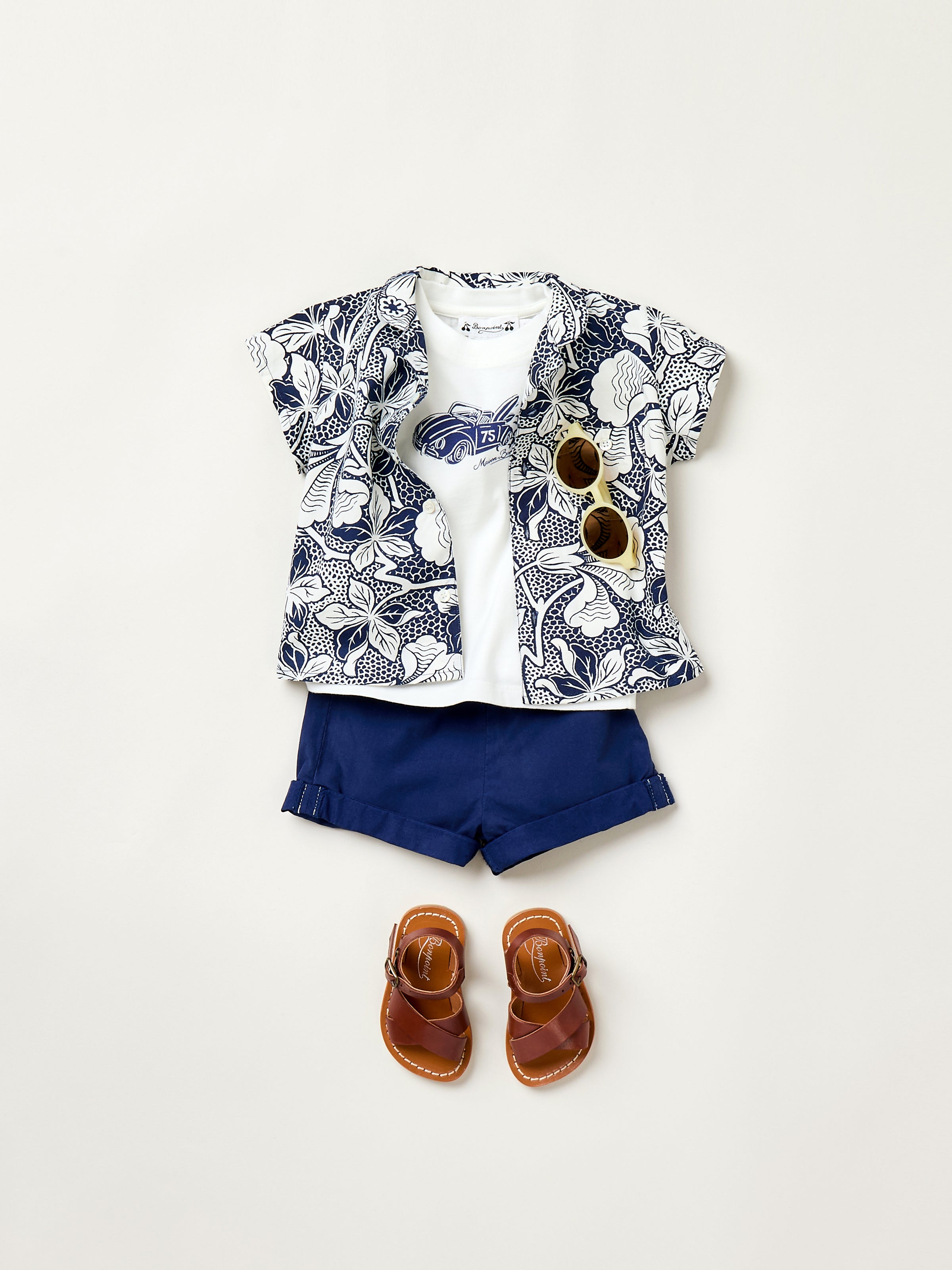 Summer 2025 Baby boy's look - Floral print shirt