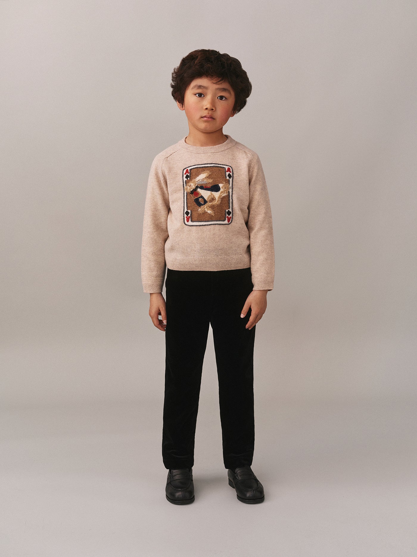 Boys' Winter Look 2025 - Beige Rabbit Sweater