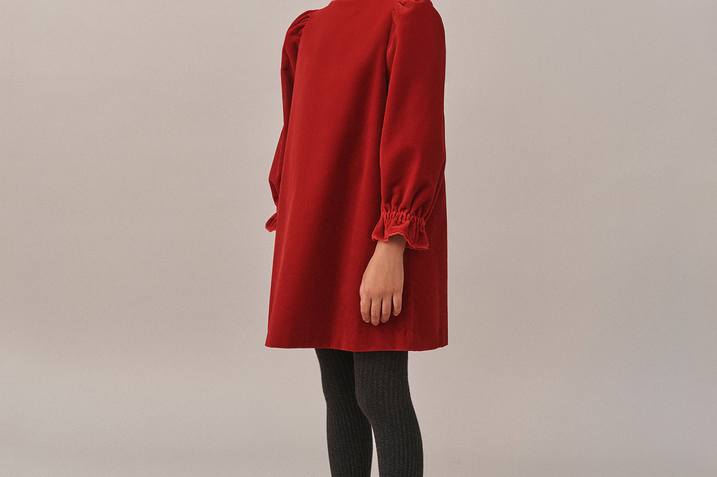Girls' Winter Look 2025 - Red Velvet Dress