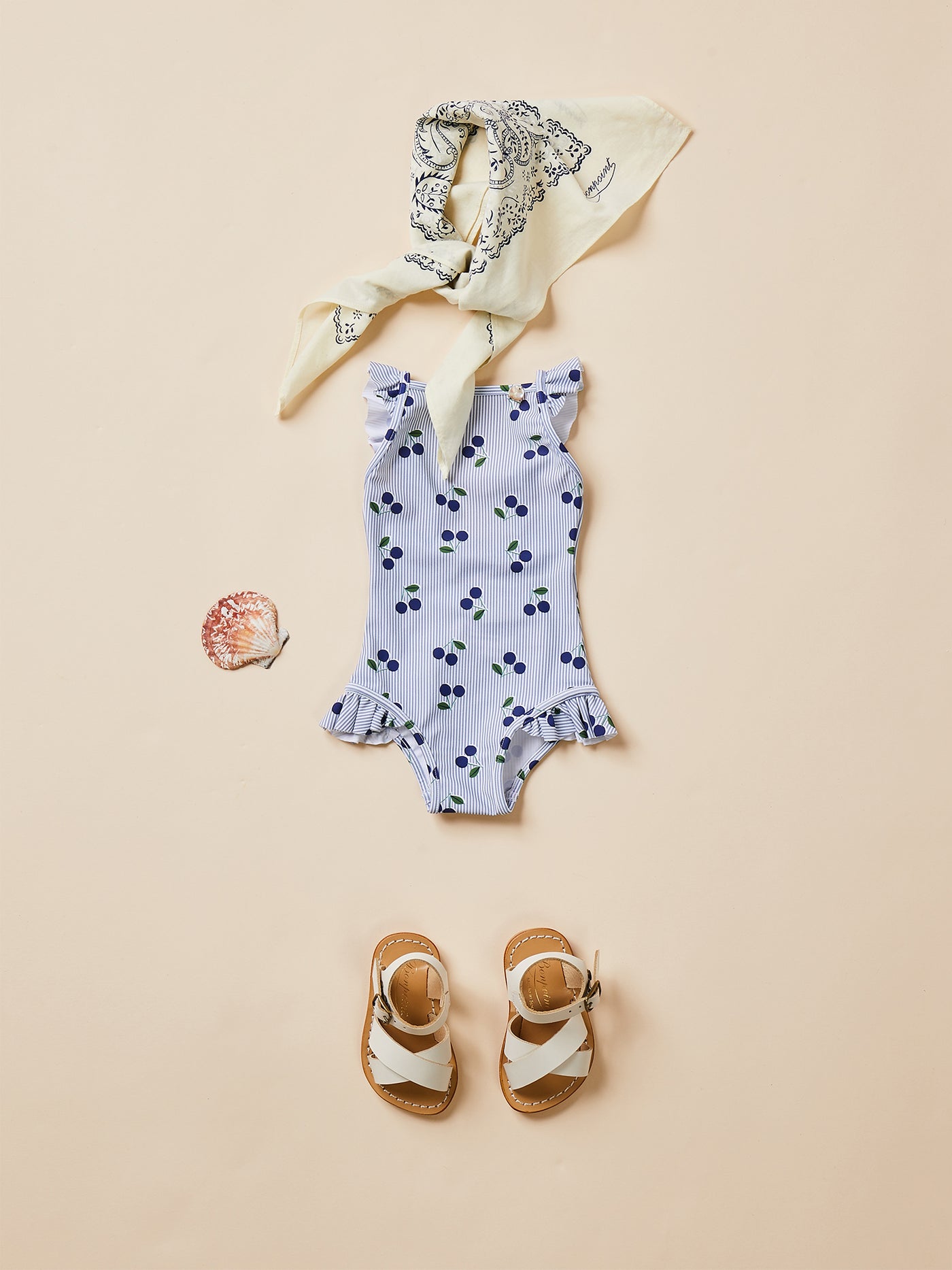 Baby girl's look summer 2024 ruffled swimsuit