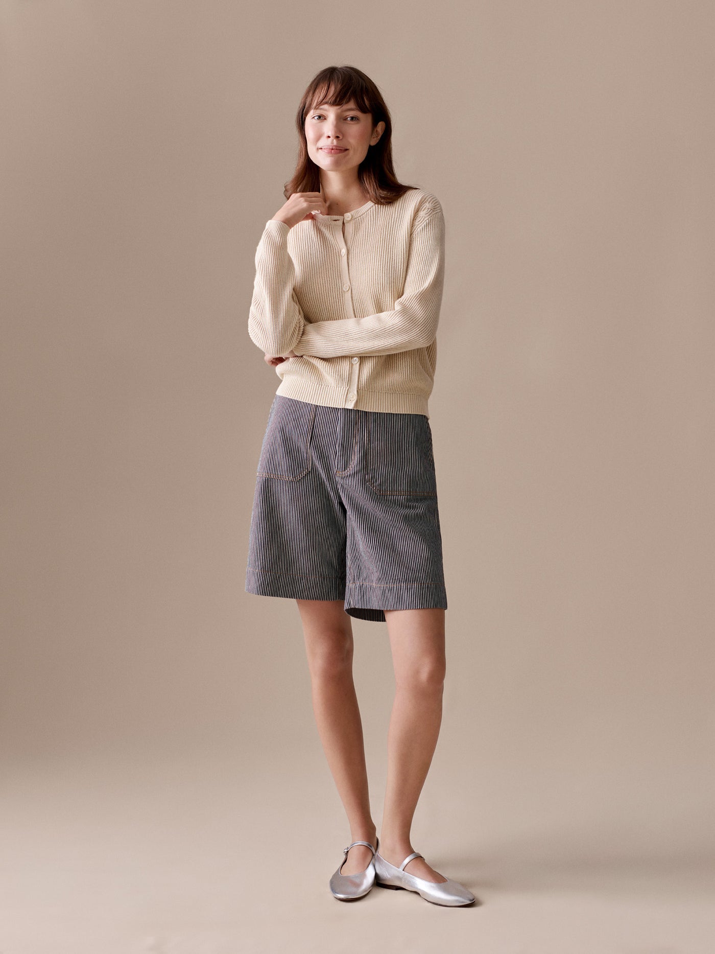 Women's Summer Look 2026 - Ribbed cardigan with a cable knit pattern