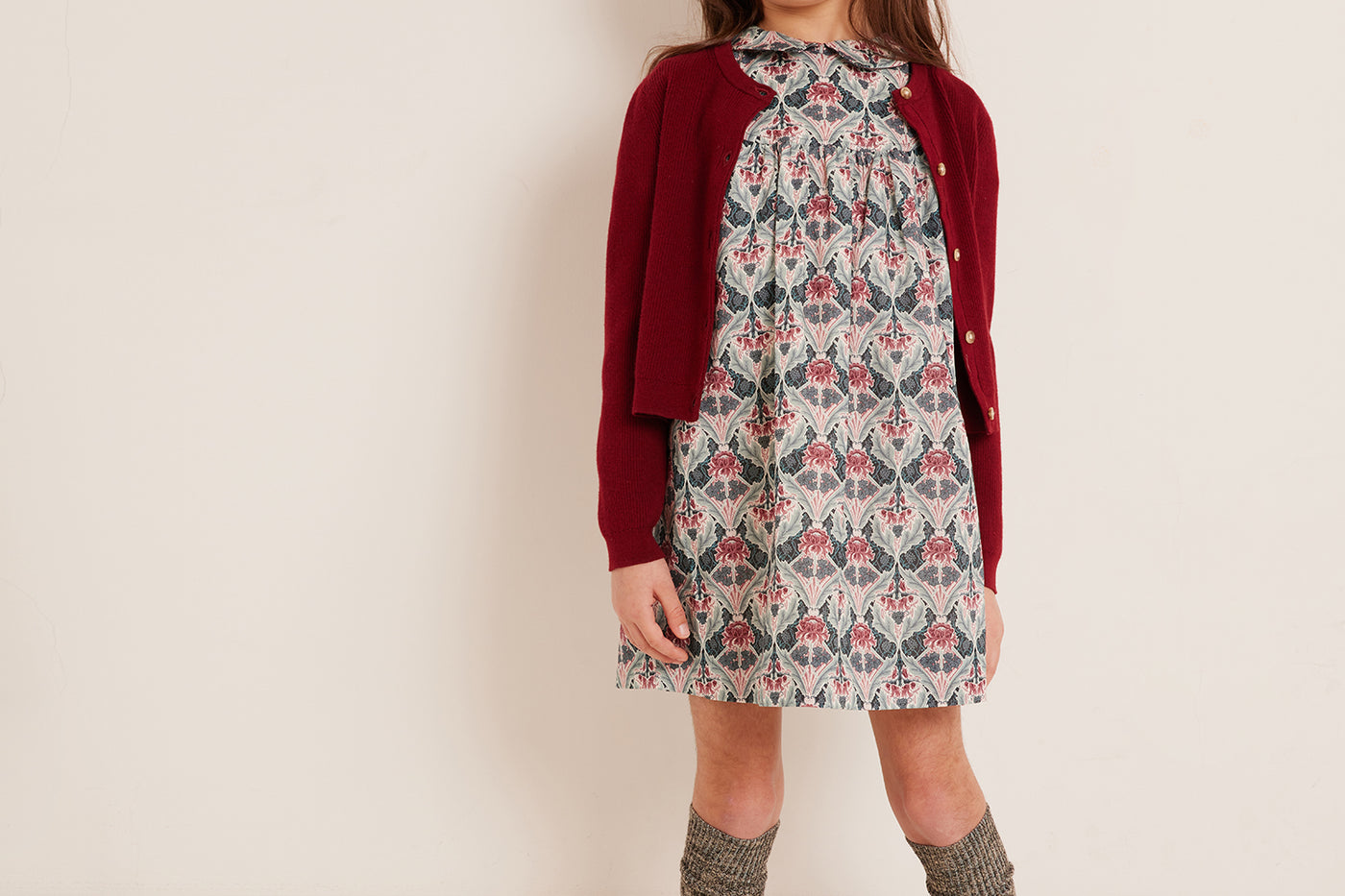 Winter 2023 girl's look flower dress