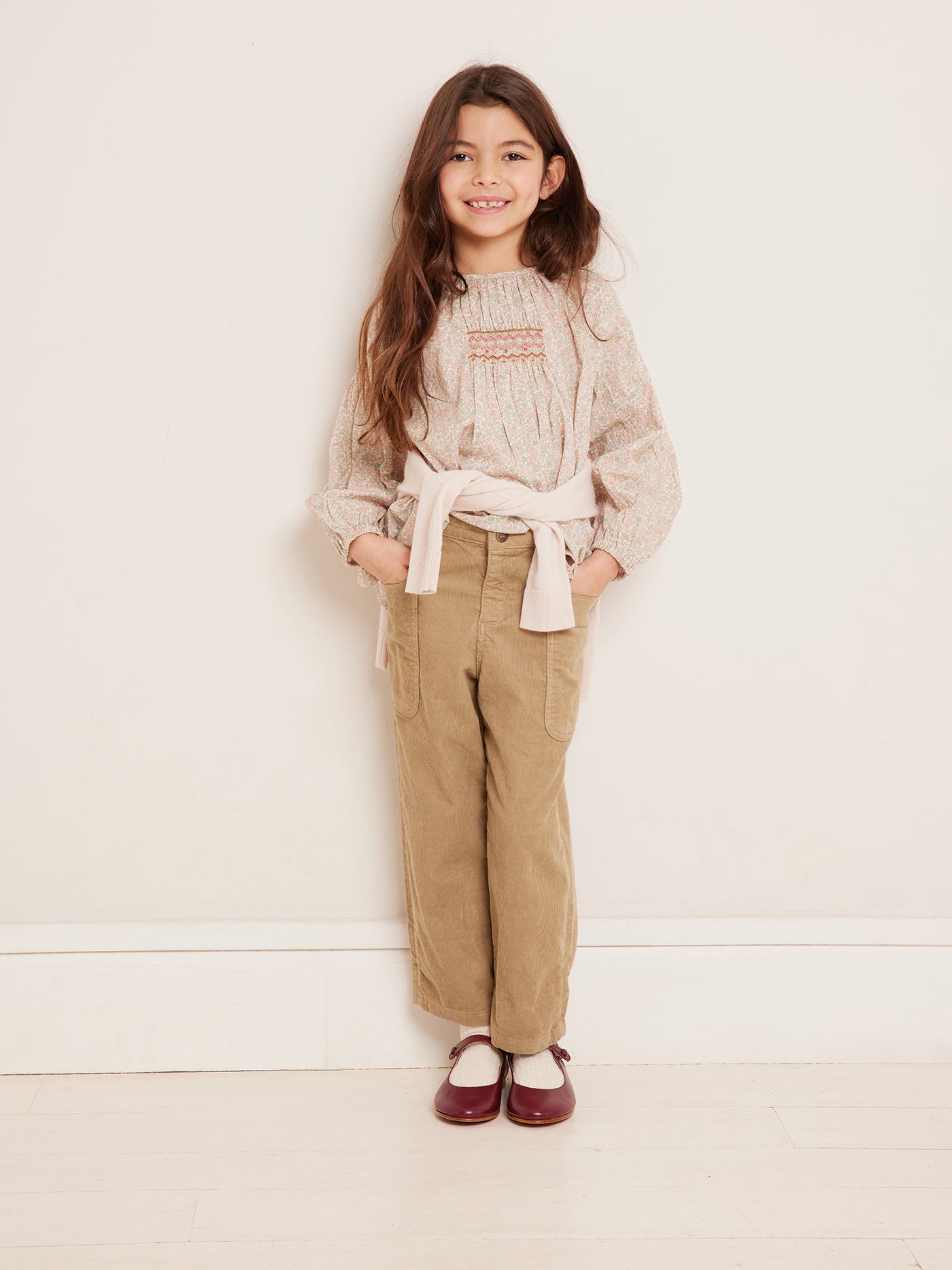Winter 2023 girl's look smocked blouse
