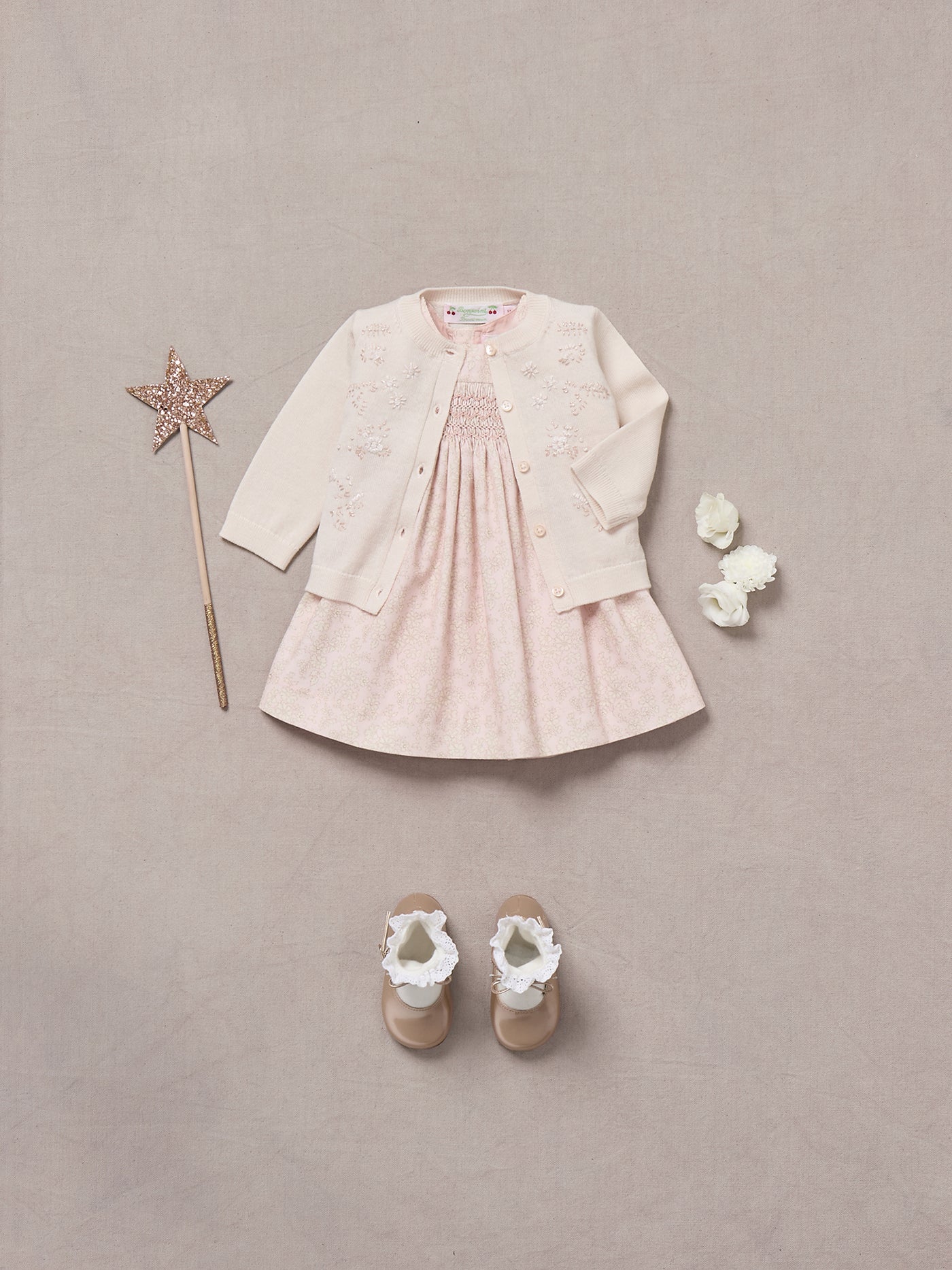 Winter 2024 Baby girl's look - Hand embroidered cardigan