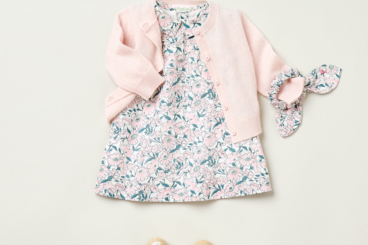 Summer 2025 Baby girl's look - Pink and blue dress