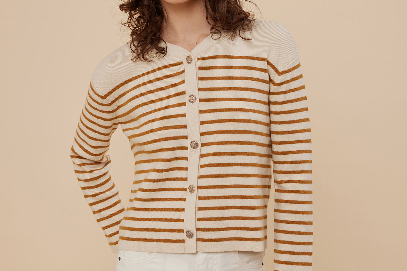 Women's look summer 2024 striped cardigan