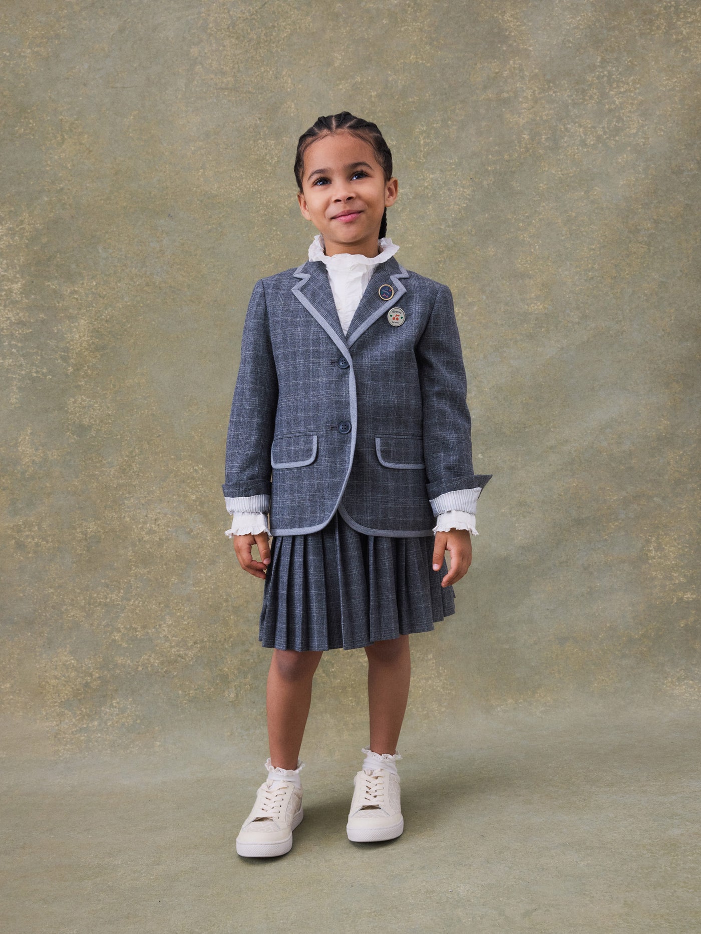 Winter 2024 girl's look plaid blazer jacket