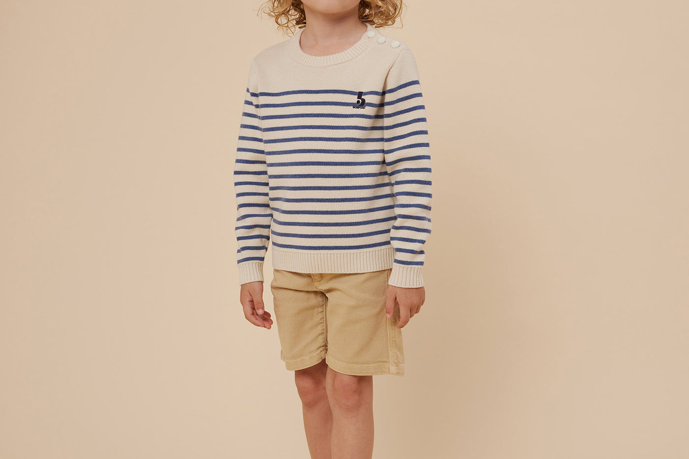 Summer 2024 boy's look sea blue striped sweater