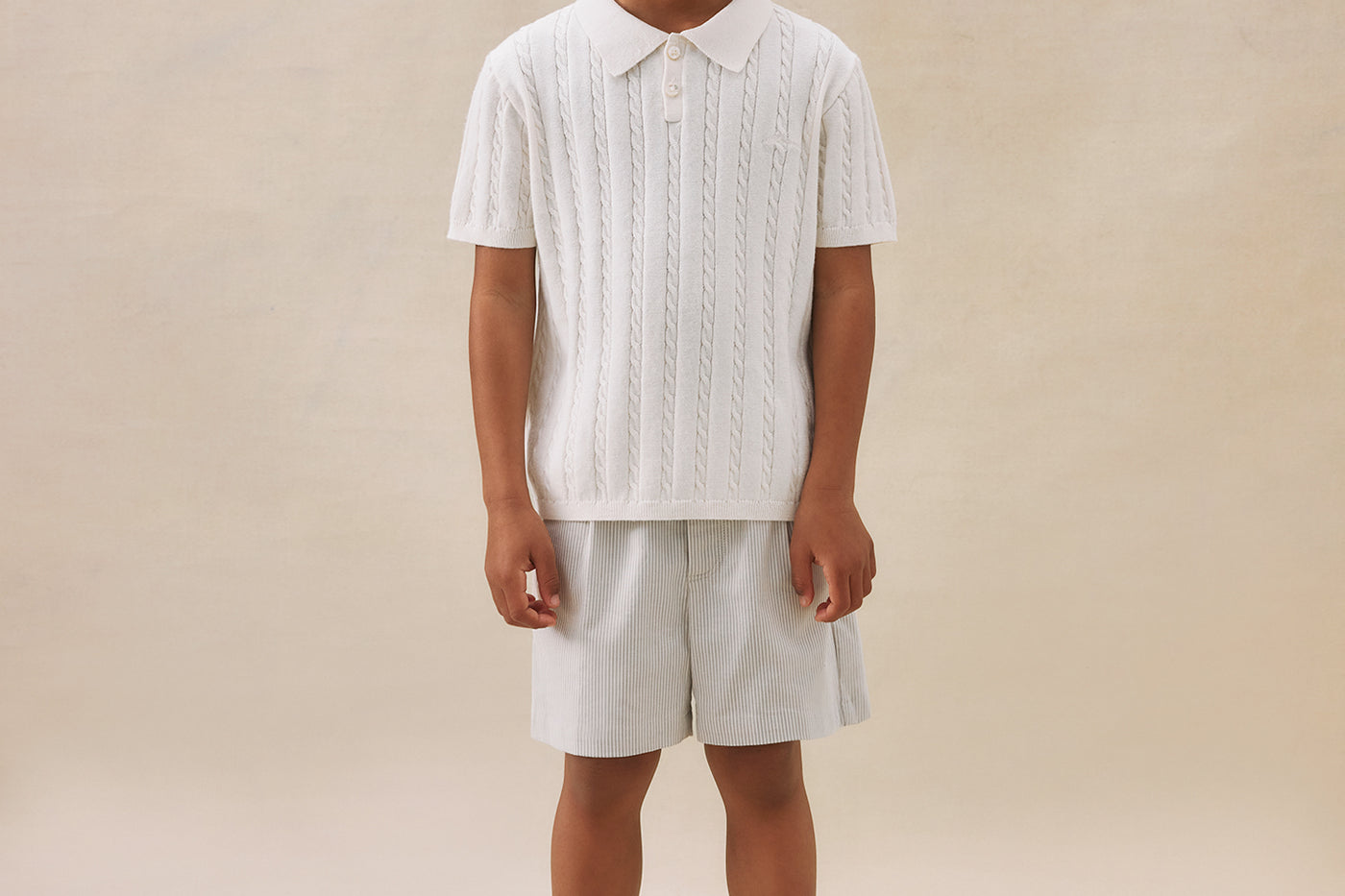 Boy's summer look 2025 Cable polo shirt