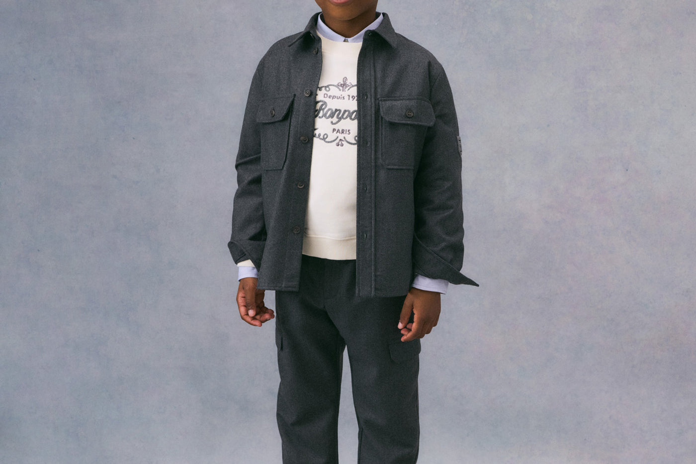Winter 2024 boy's look two-pocket overshirt