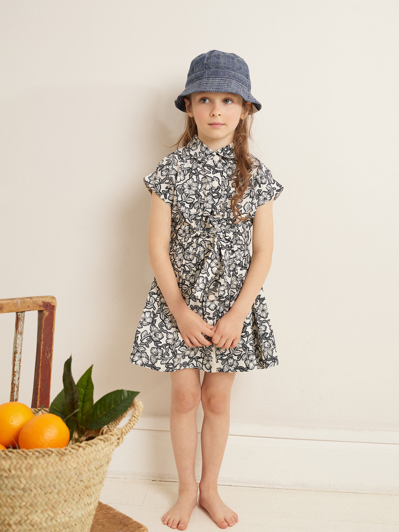SUMMER 2023 GIRL'S BLACK FLOWERED DRESS