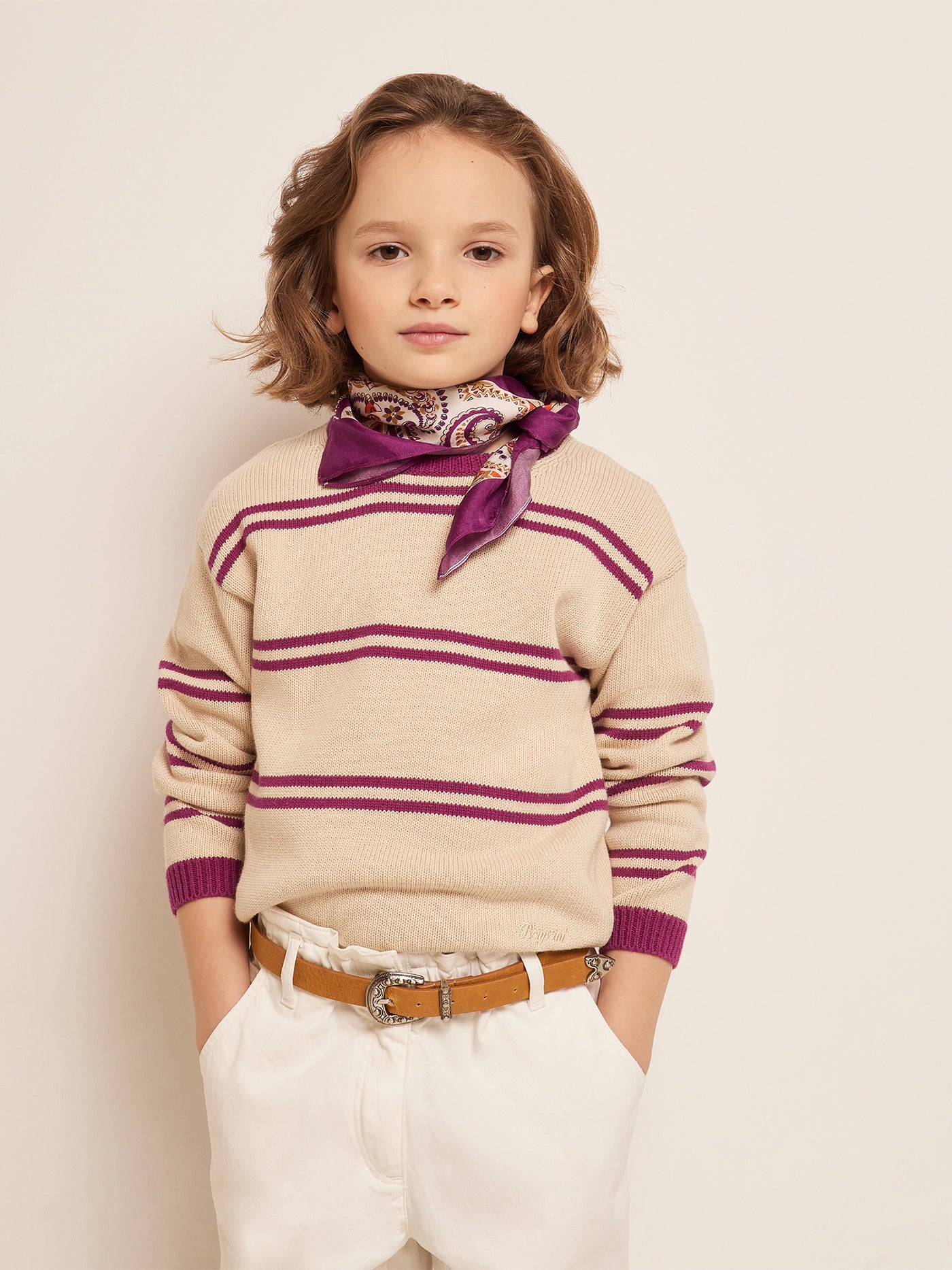 SUMMER 2023 GIRL'S LOOK STRIPED SWEATSHIRT