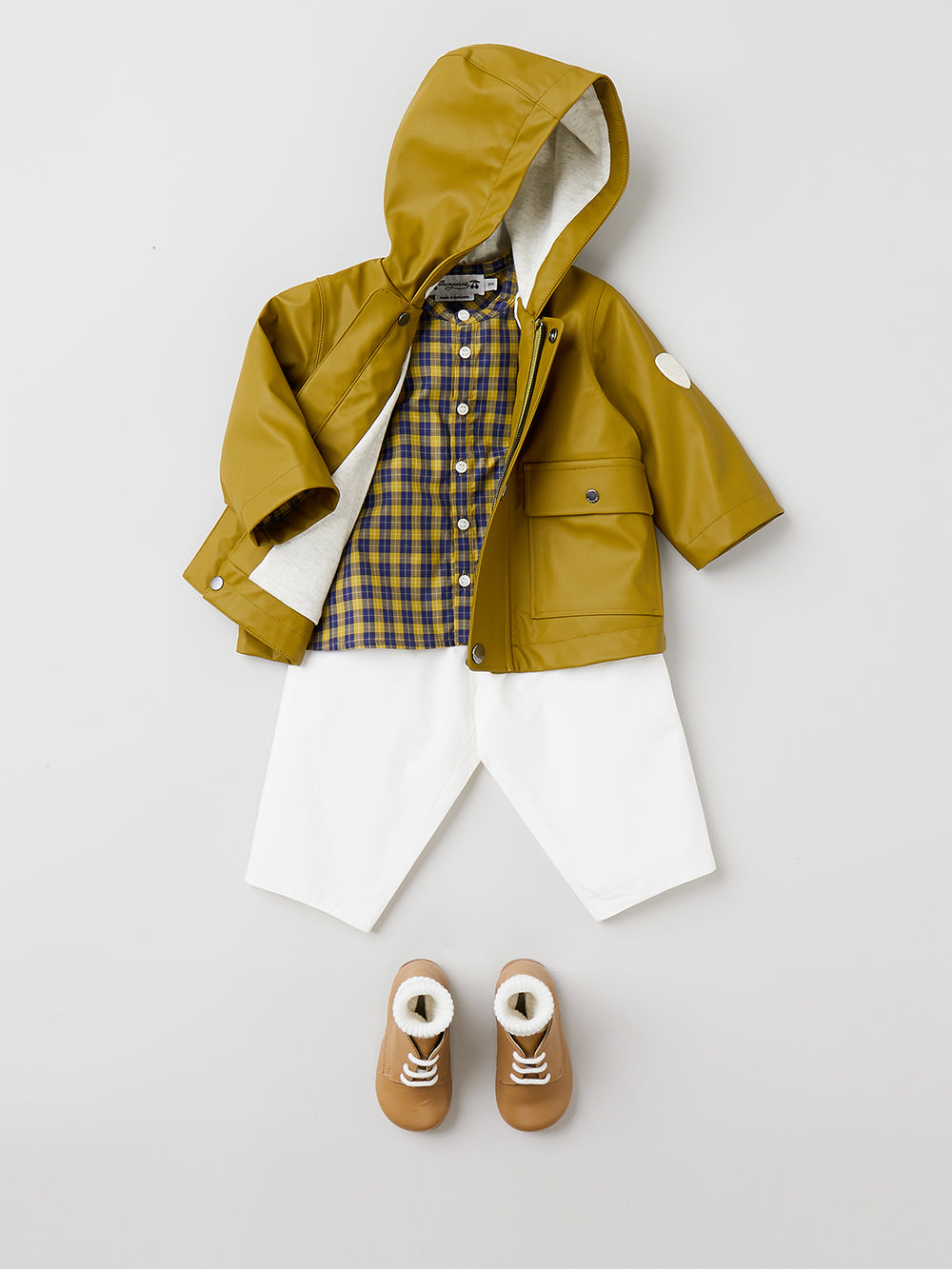 SUMMER 2023 BABY BOY'S LOOK LIGHT KHAKI COAT