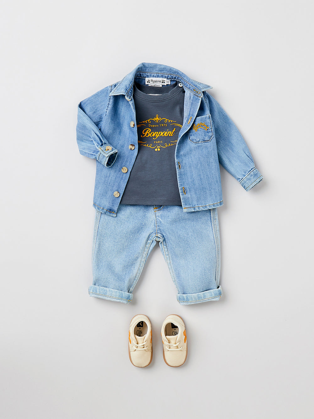 SUMMER 2023 BABY BOY'S LOOK DENIM SHIRT