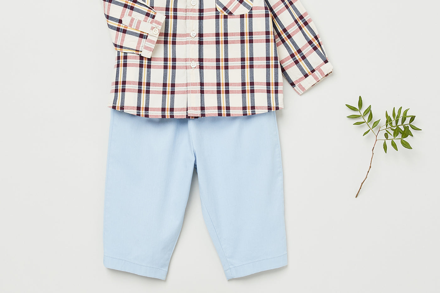 Baby boy winter 2023 checkered shirt look