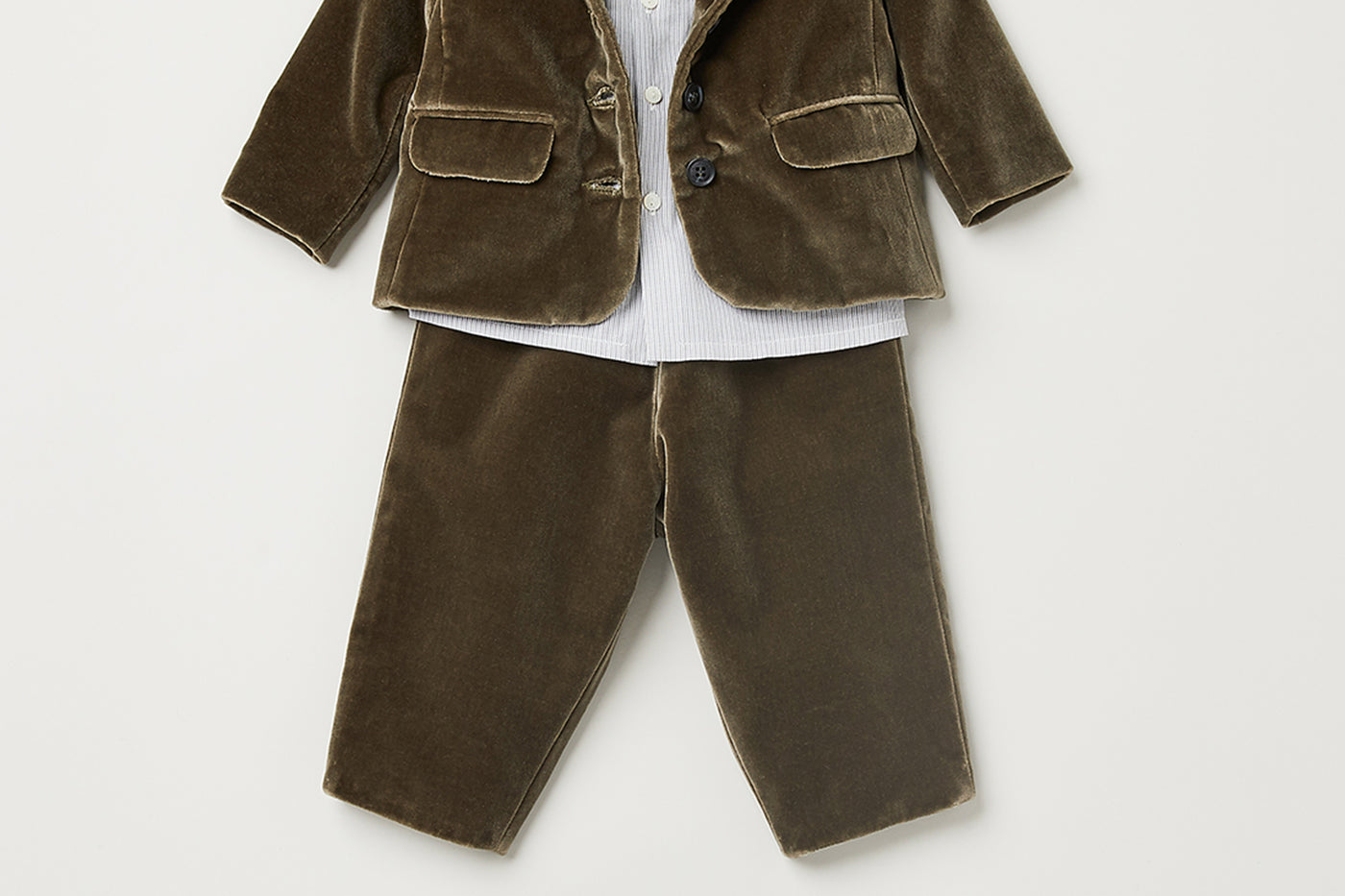 Baby boy winter 2023 velvet ceremony set look