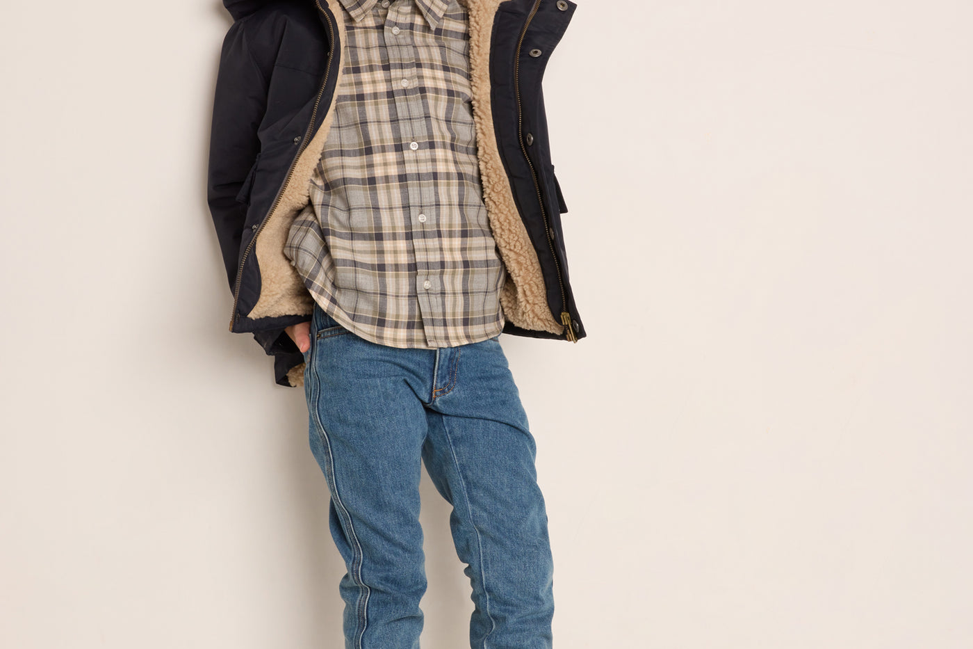 Winter 2023 boy's look checkered shirt