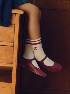 Ella burgundy leather ballet flats