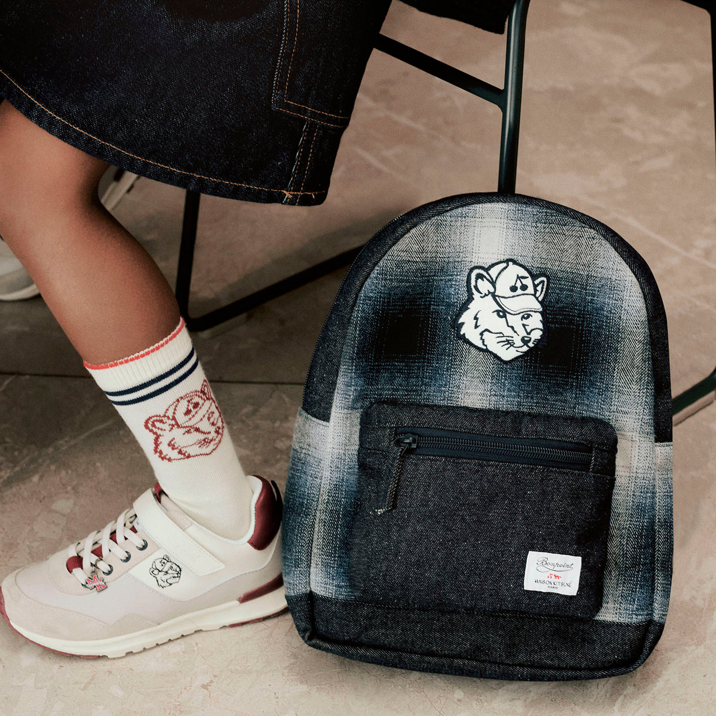 Bonpoint x Maison Kitsuné Gania bag in denim