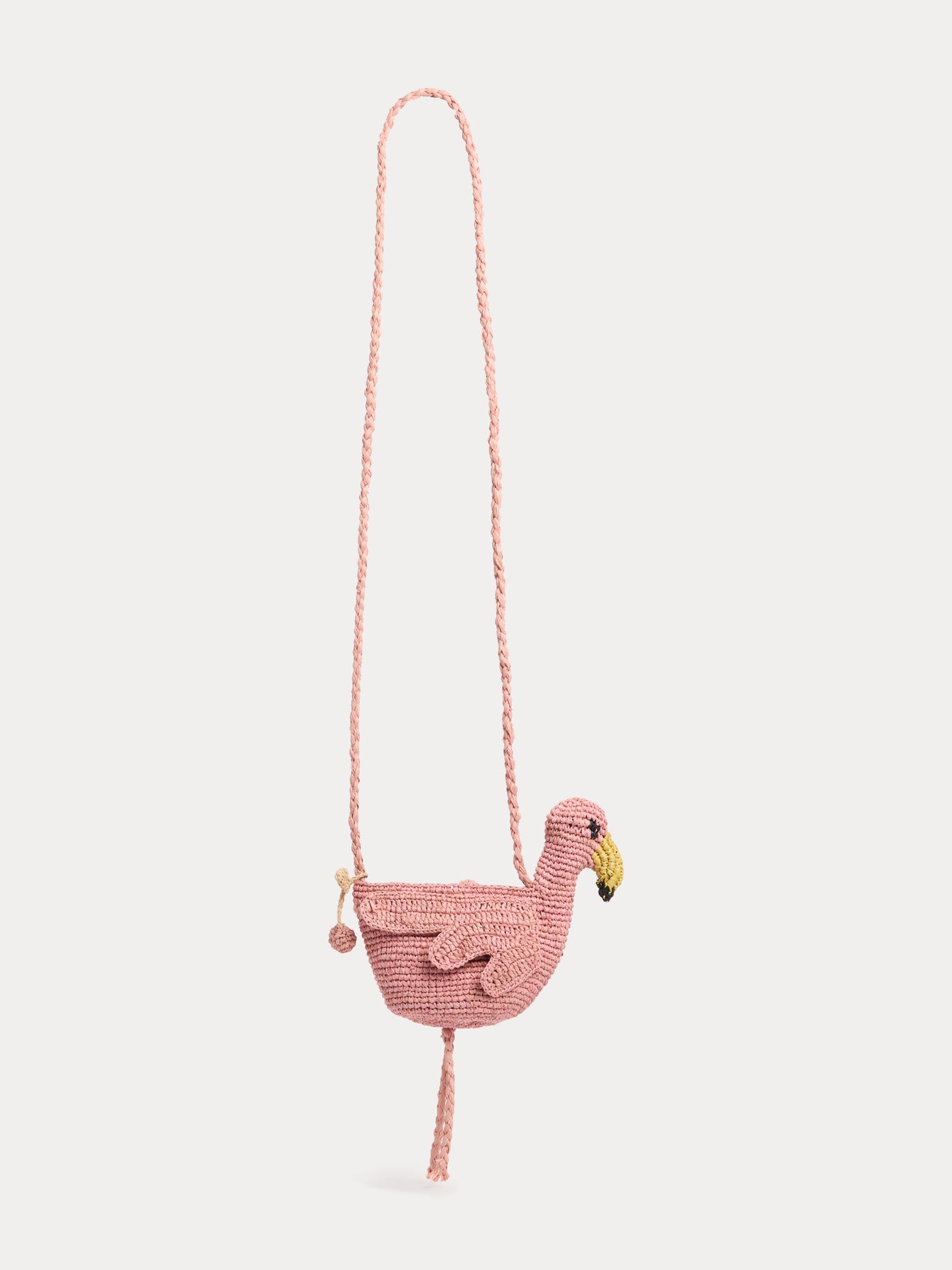 Lany handmade raffia pink flamingo bag
