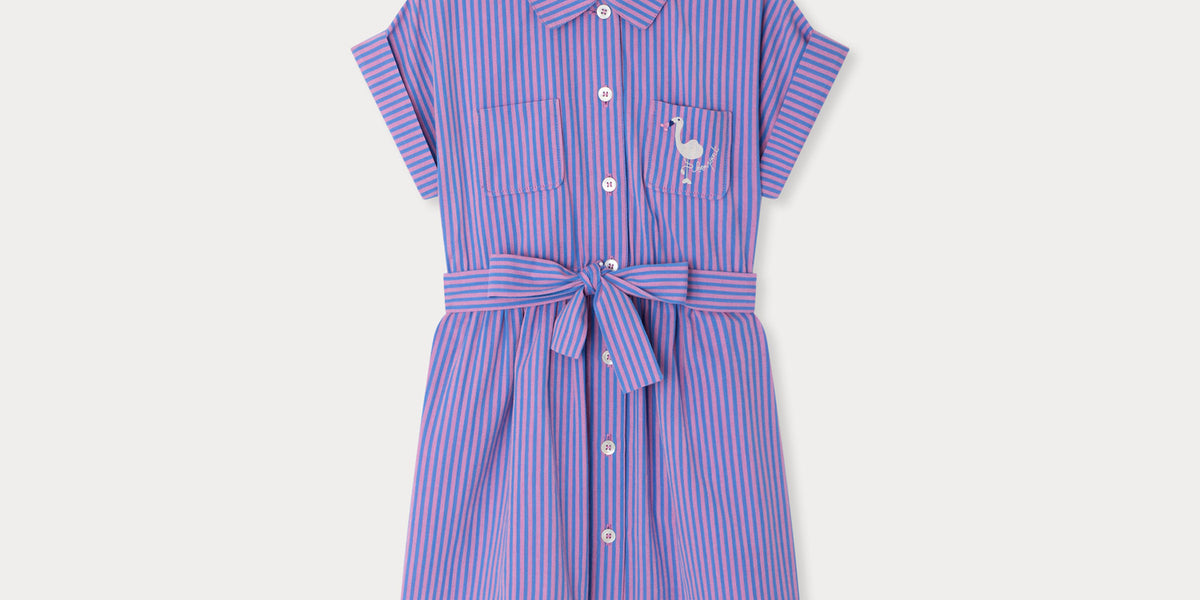 Gisele striped dress with organic cotton embroidery  Bonpoint