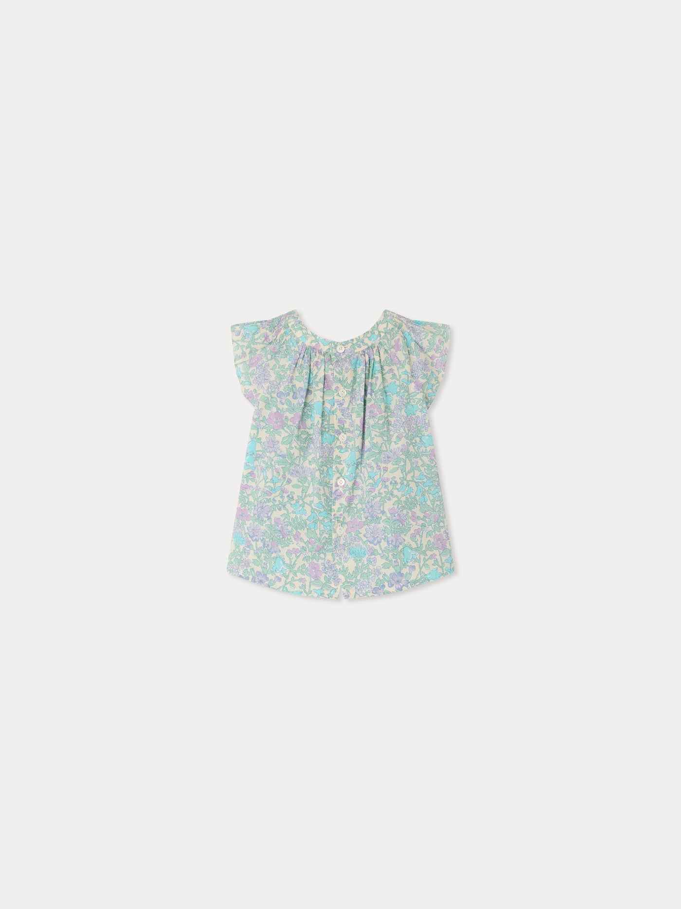 Laurie blouse smocked and hand-embroidered in Liberty organic cotton fabric