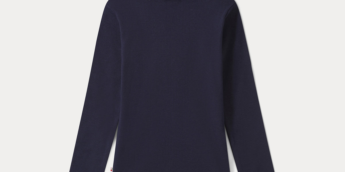 Herou Women's Lightweight Mock Turtleneck Top - Soft Modal Long Sleeve Shirt (Navy Blue, XX-Large)