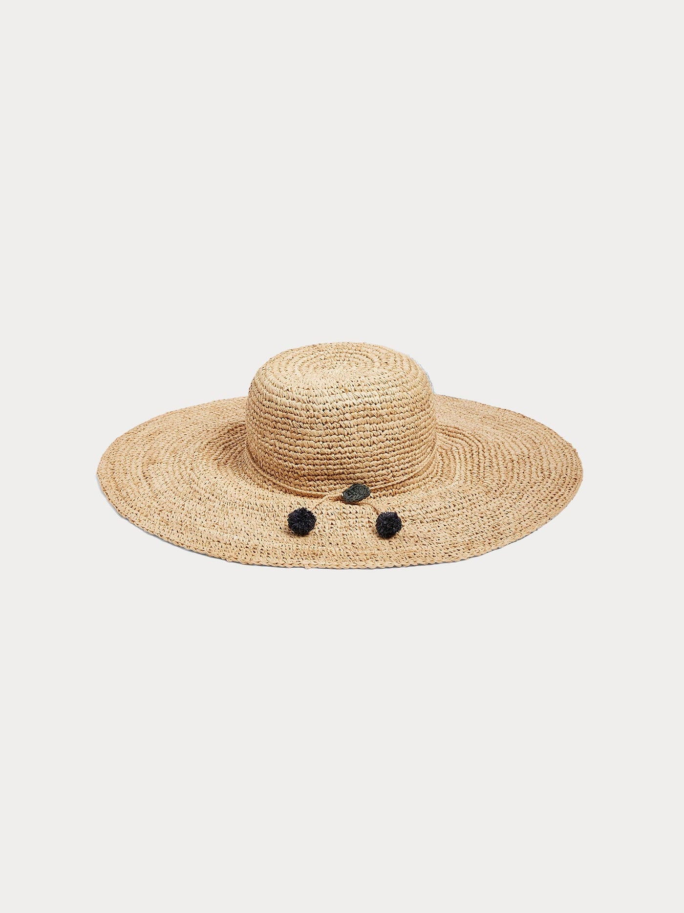 Capeline raffia hat with cherry motif