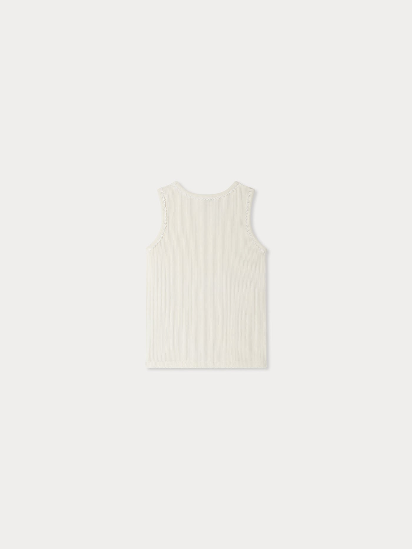 Edina tank top ribbed with fine lace in organic cotton