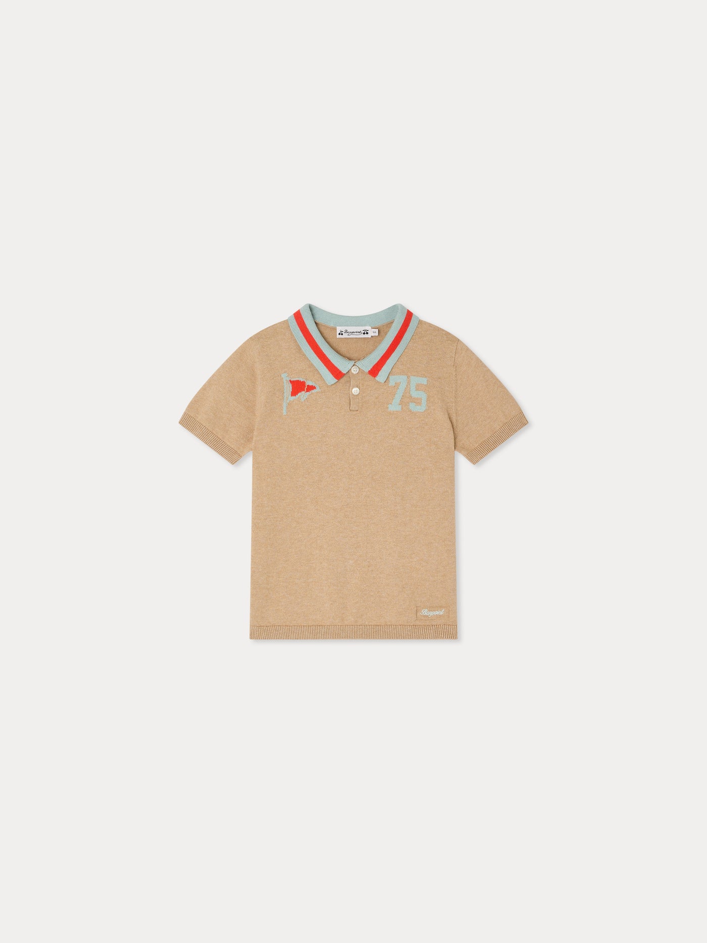 Polo Loyal with inset 75 flag in heather beige
