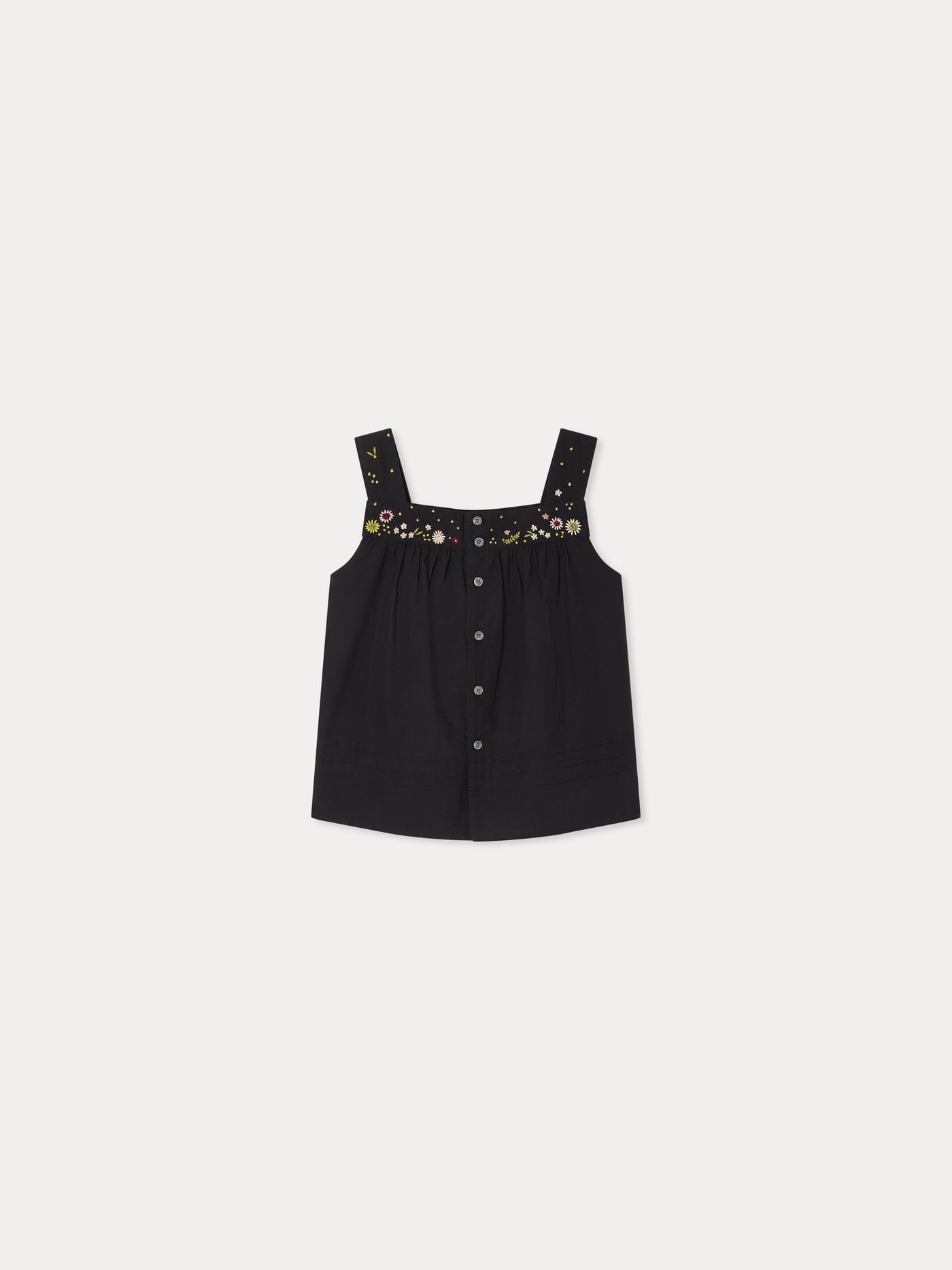 Elija pleated blouse and hand-embroidered in organic cotton