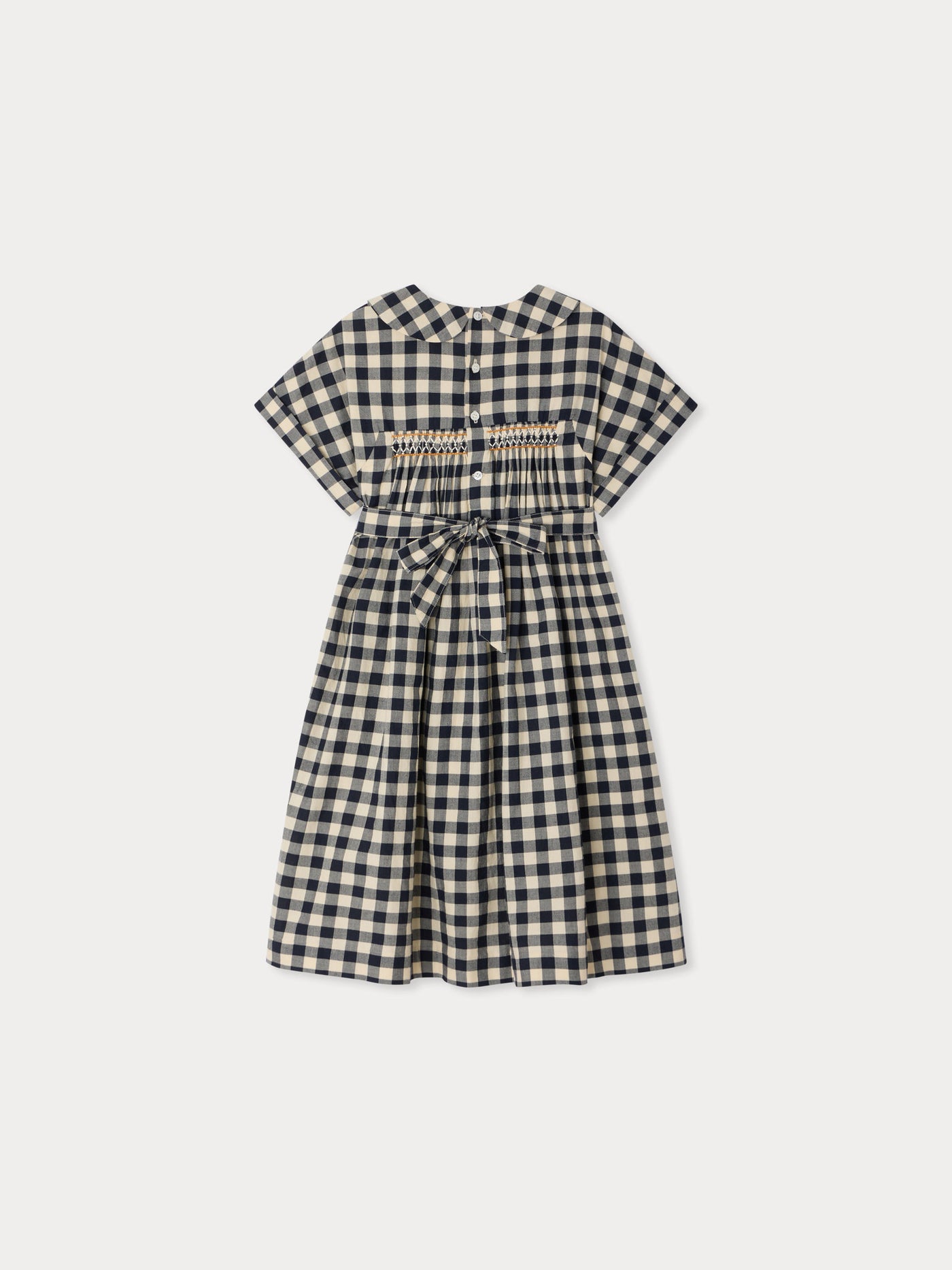 Lelou smocked and hand-embroidered dress