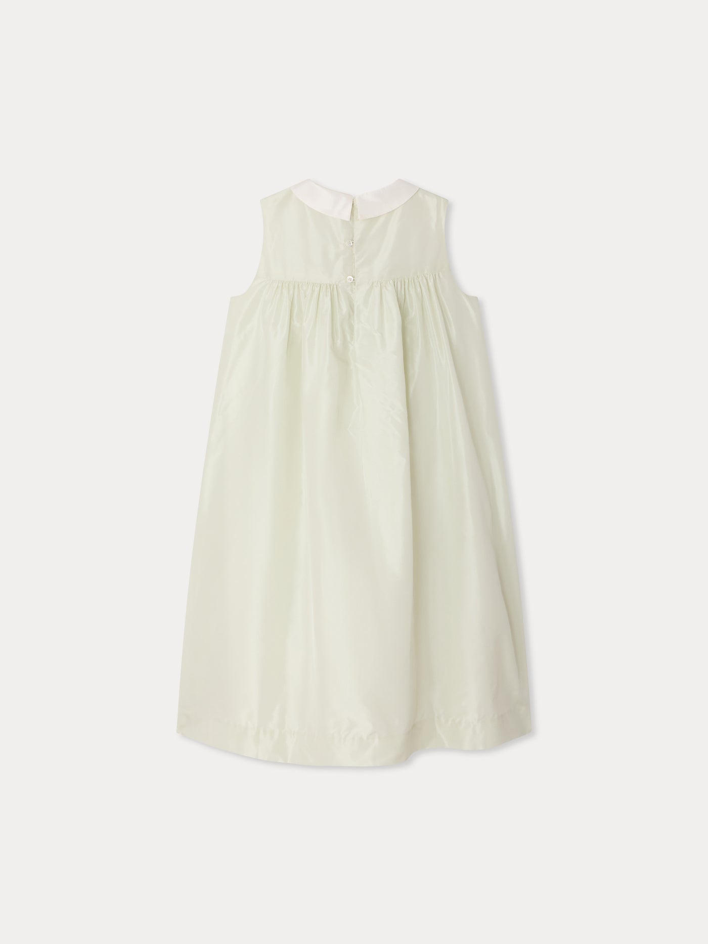 Ciliegia smocked and hand-embroidered silk dress