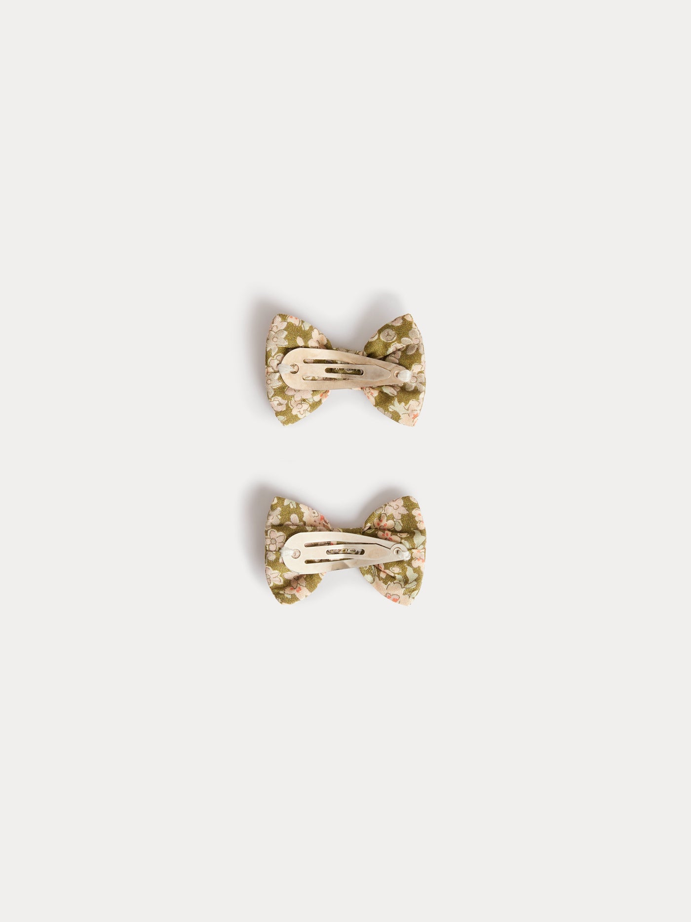 Miniclic hair clips in Liberty lime green organic cotton fabric