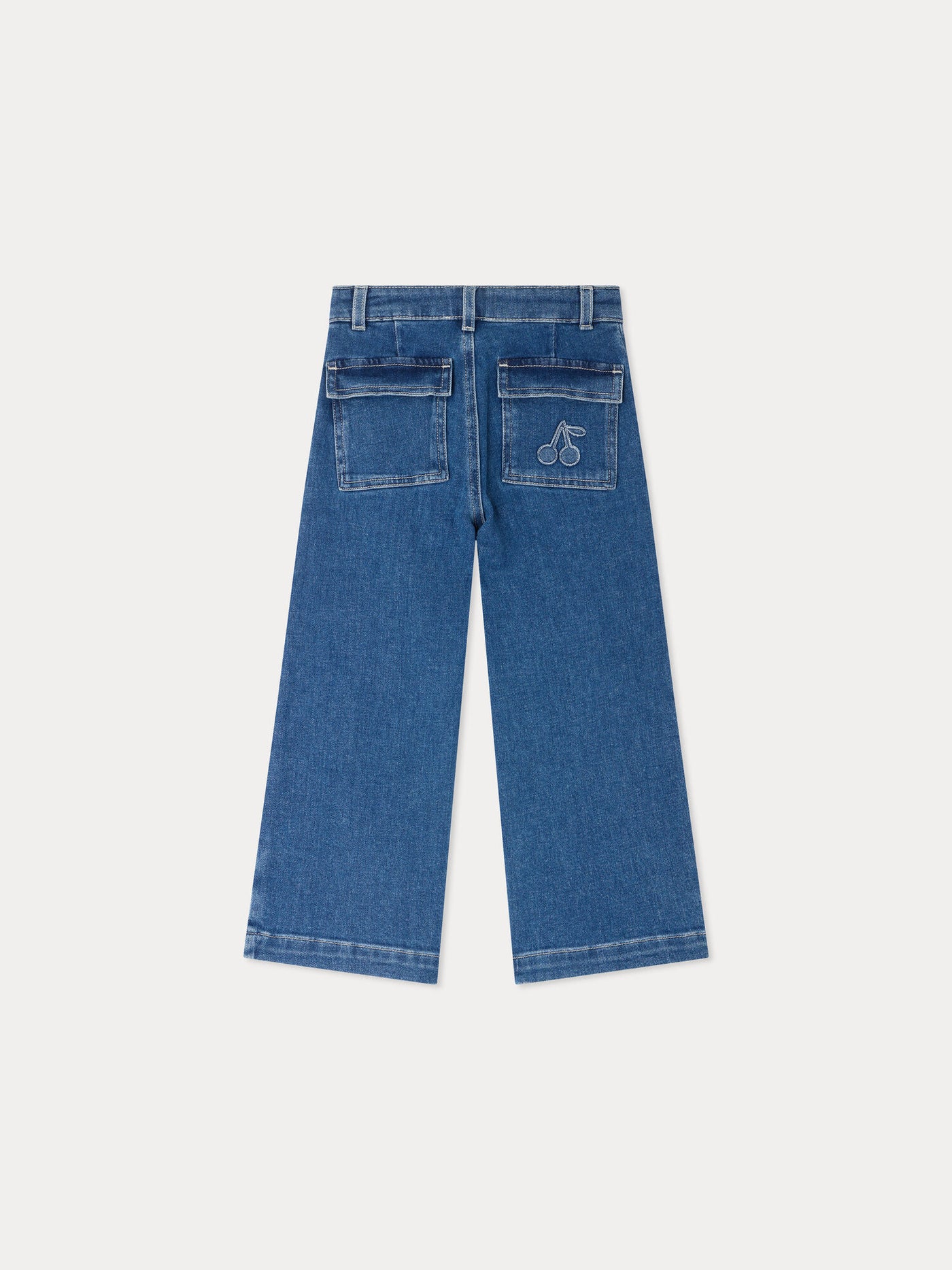 Jingle medium blue wide-leg denim trousers in organic cotton