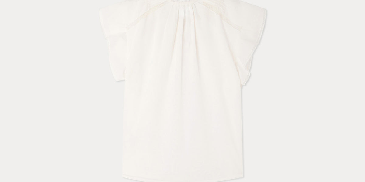 Lison Blouse In Organic Cotton Voile And Calais Lace • Bonpoint 