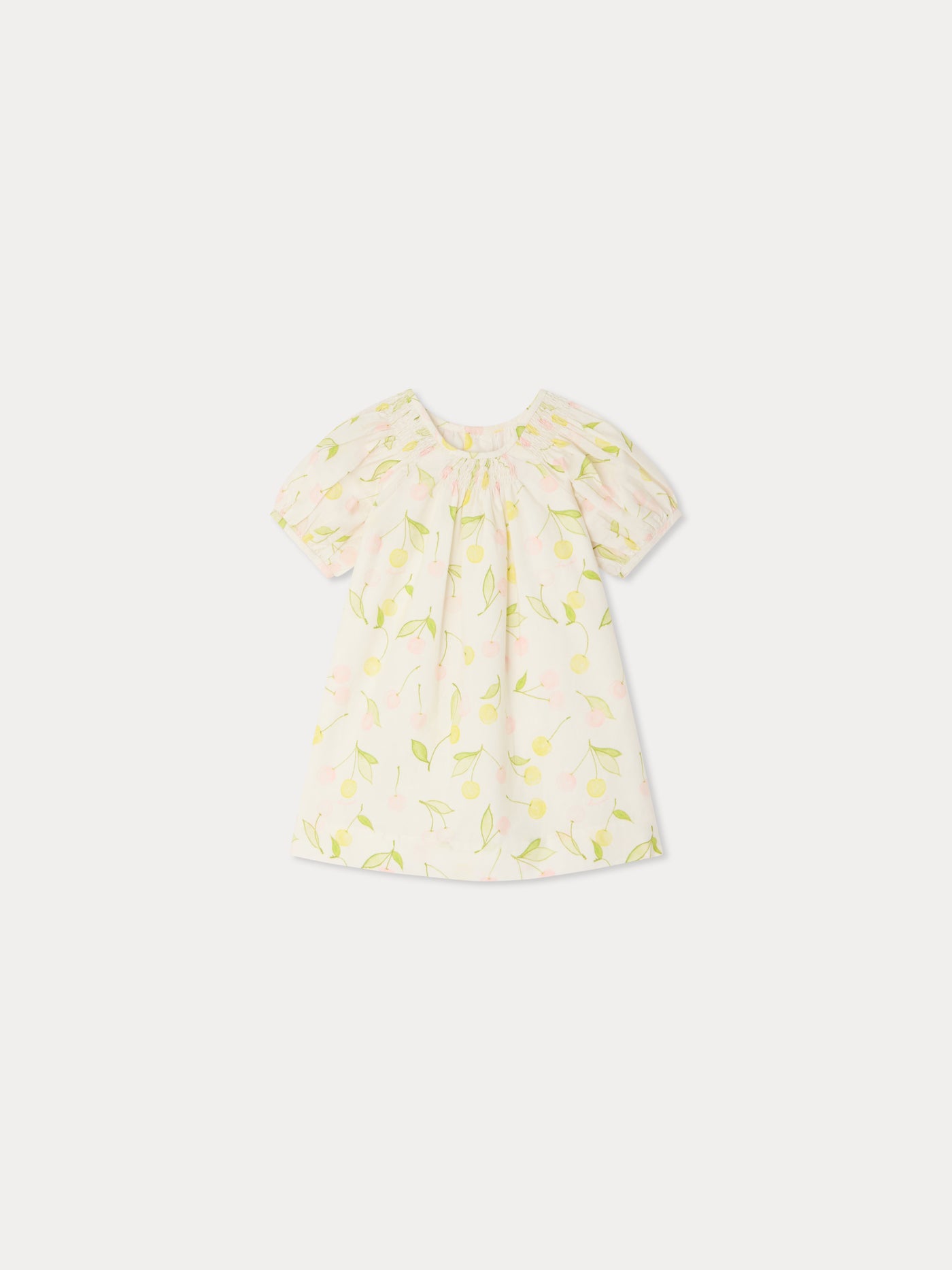 Luce smocked dress in organic cotton poplin