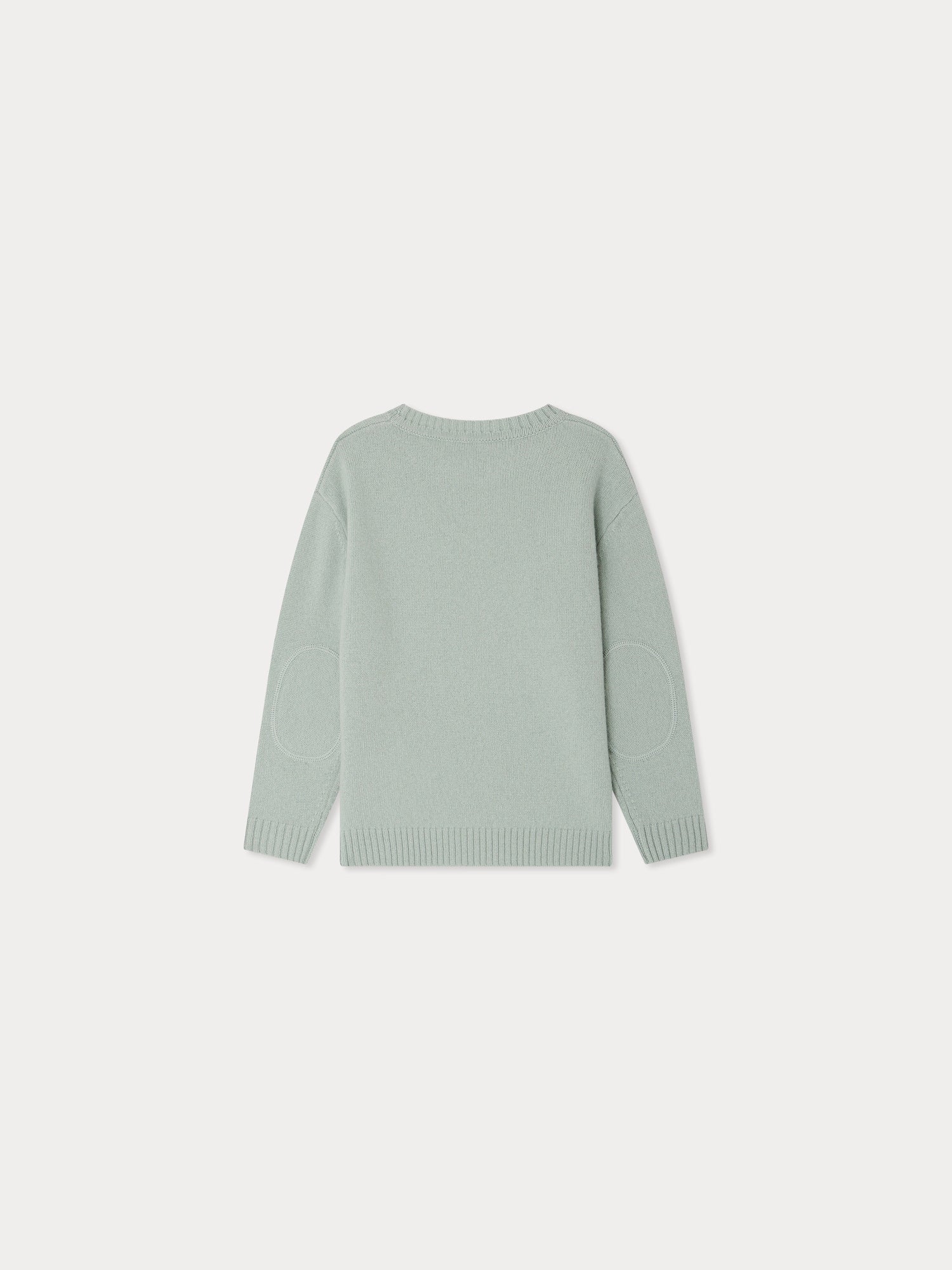 Jason sweater with elbow patches in blue wool • Bonpoint