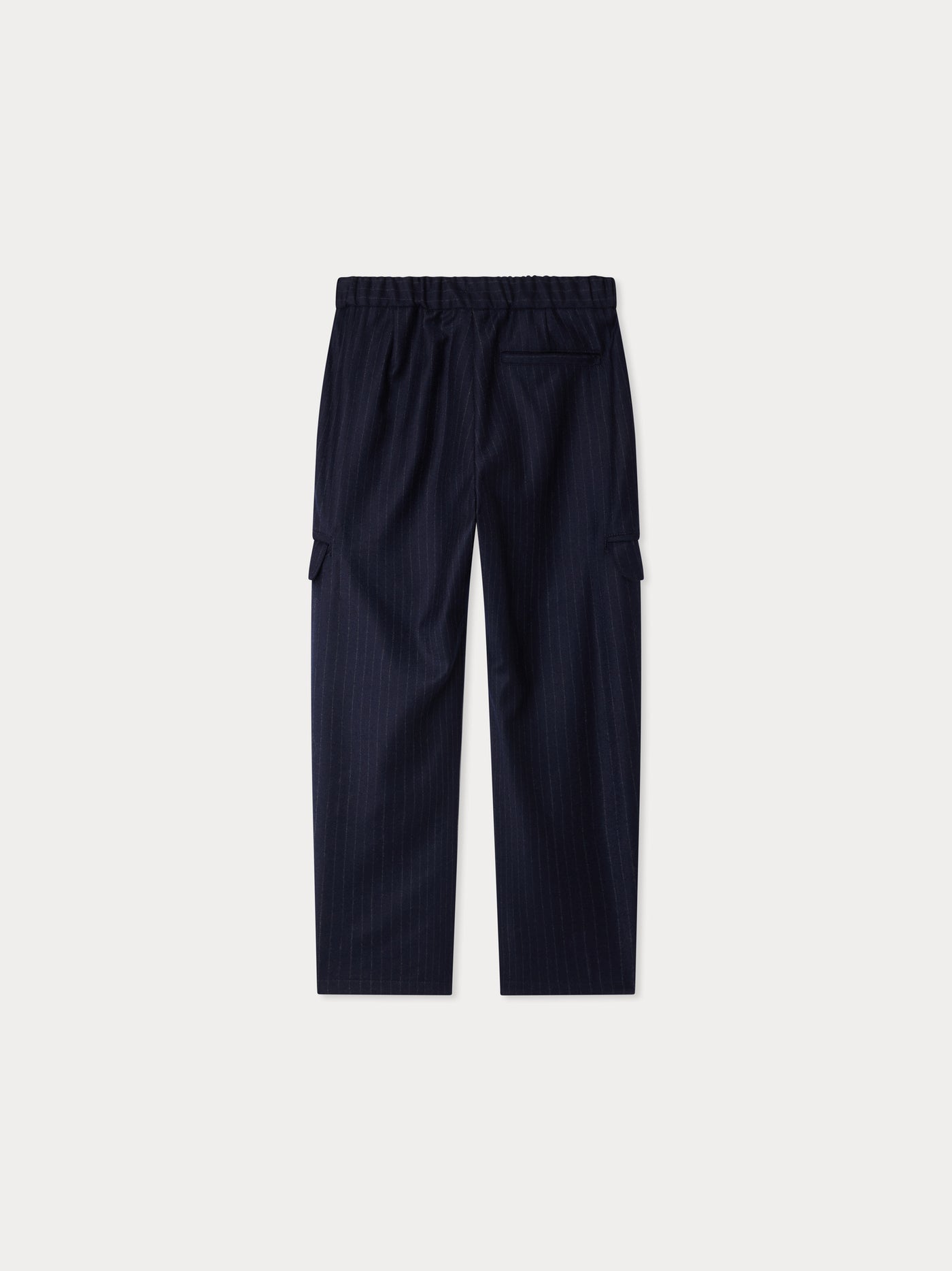 Grant elasticated waist trousers in wool flannel with tennis stripe