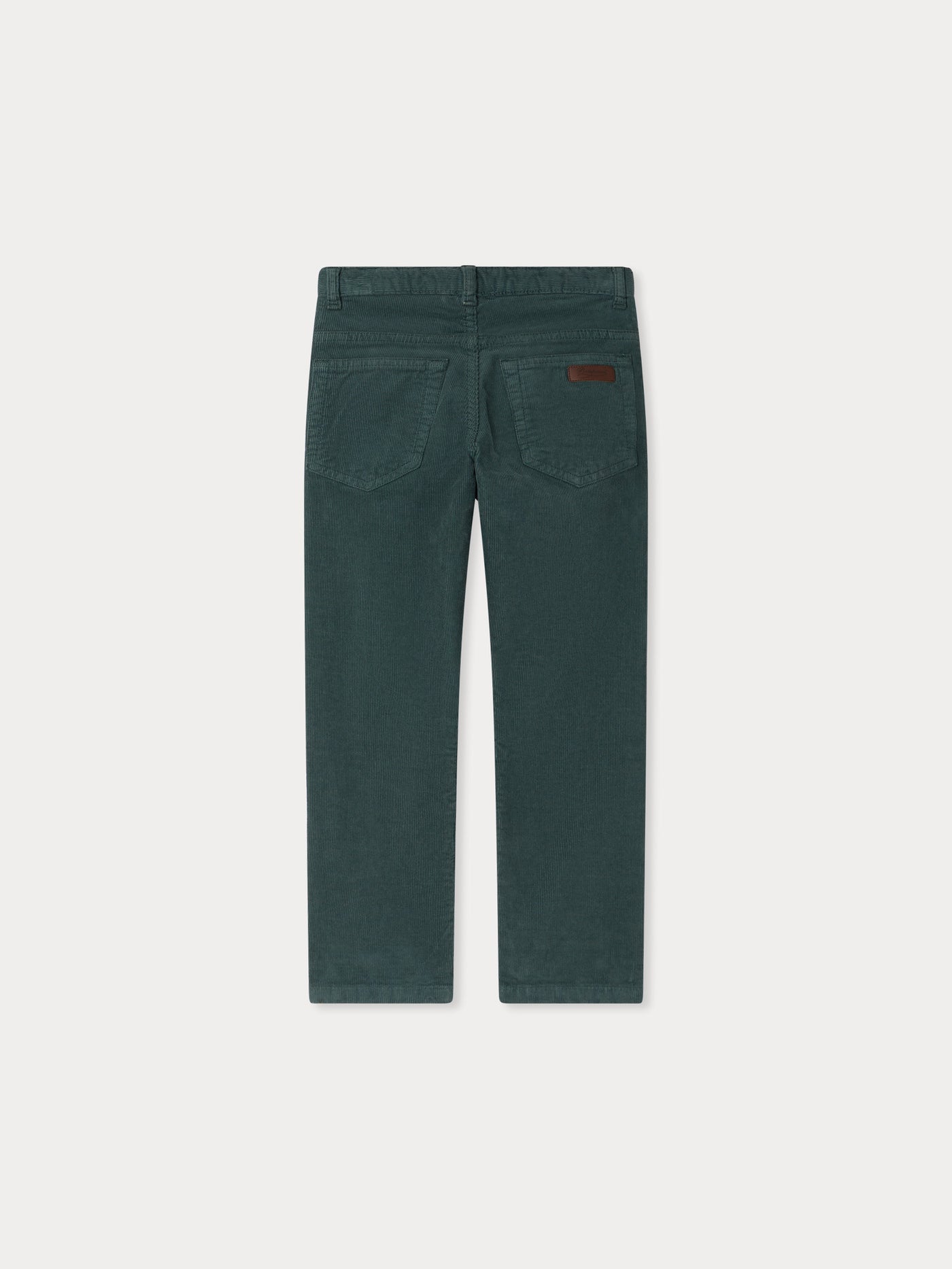 Jagger straight trousers in organic cotton velvet in verdigris
