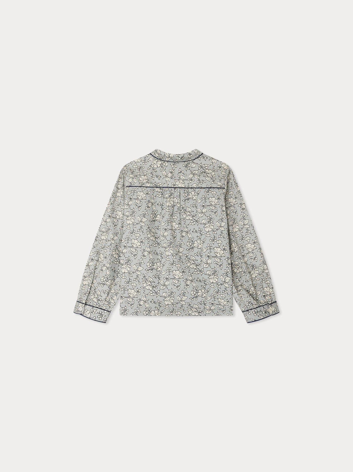 Josseline blouse with Peter Pan collar and contrasting piping in organic cotton