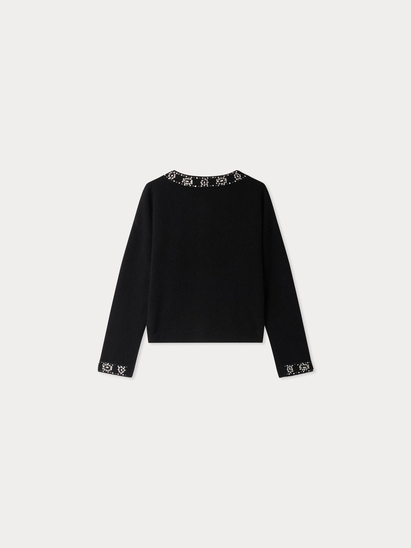 Gabara cardigan hand-embroidered with rhinestones and pearls in cashmere