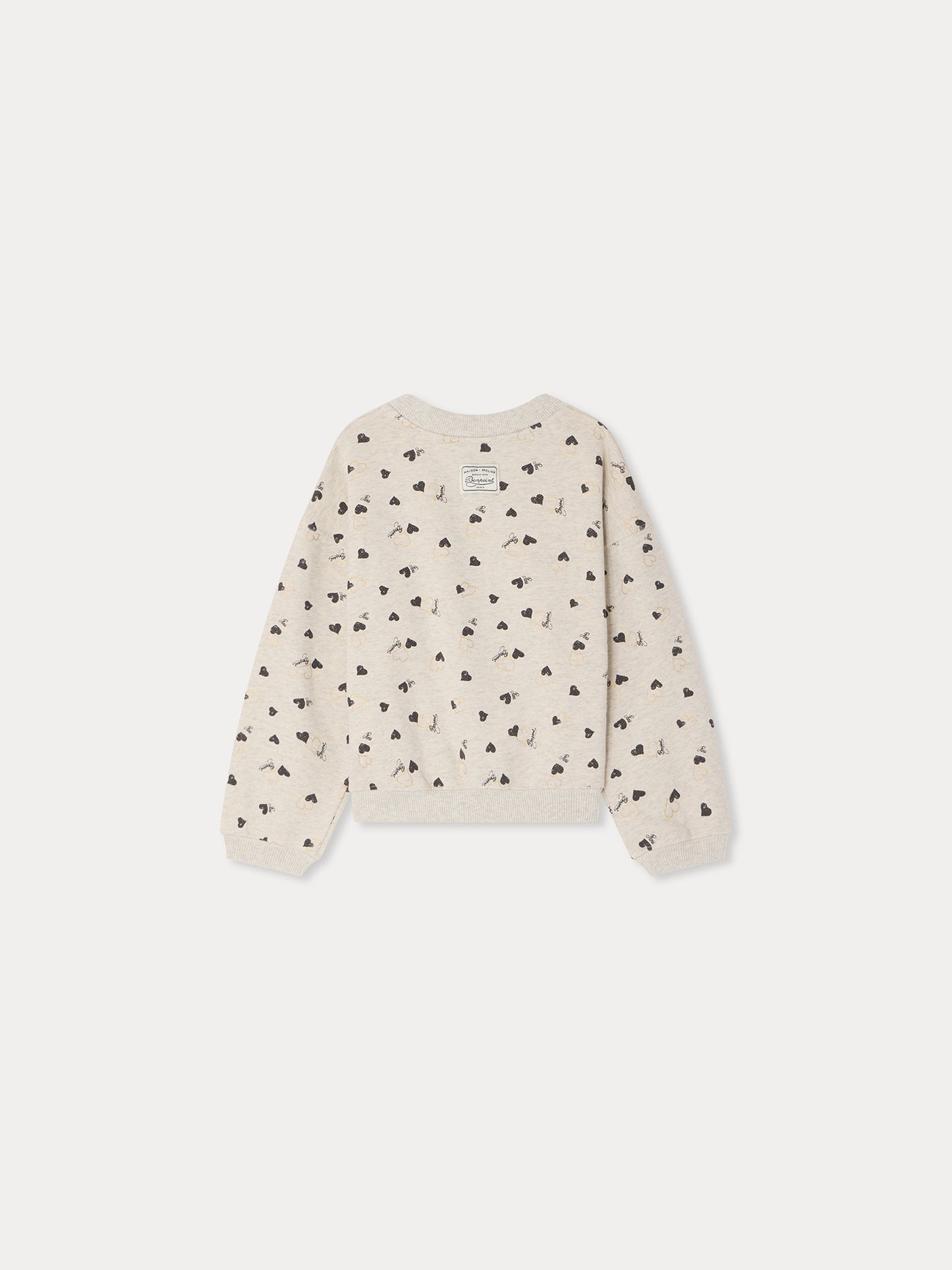 Tayla sweatshirt with black and gold heart print in organic cotton